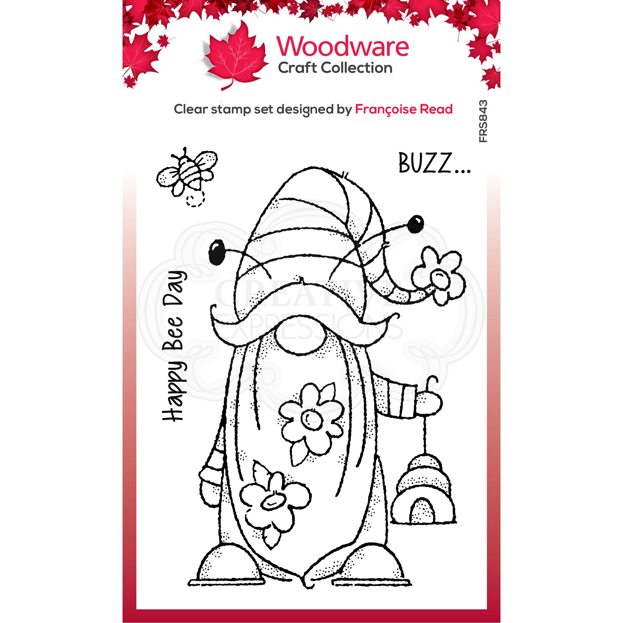 Woodware Clear Singles Bee Gnome 4 in x 6 in Stamp