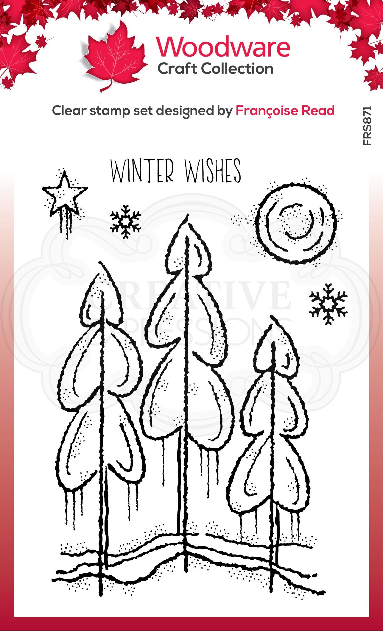 Woodware Clear Singles Winter Trees 4 in x 6 in Stamp