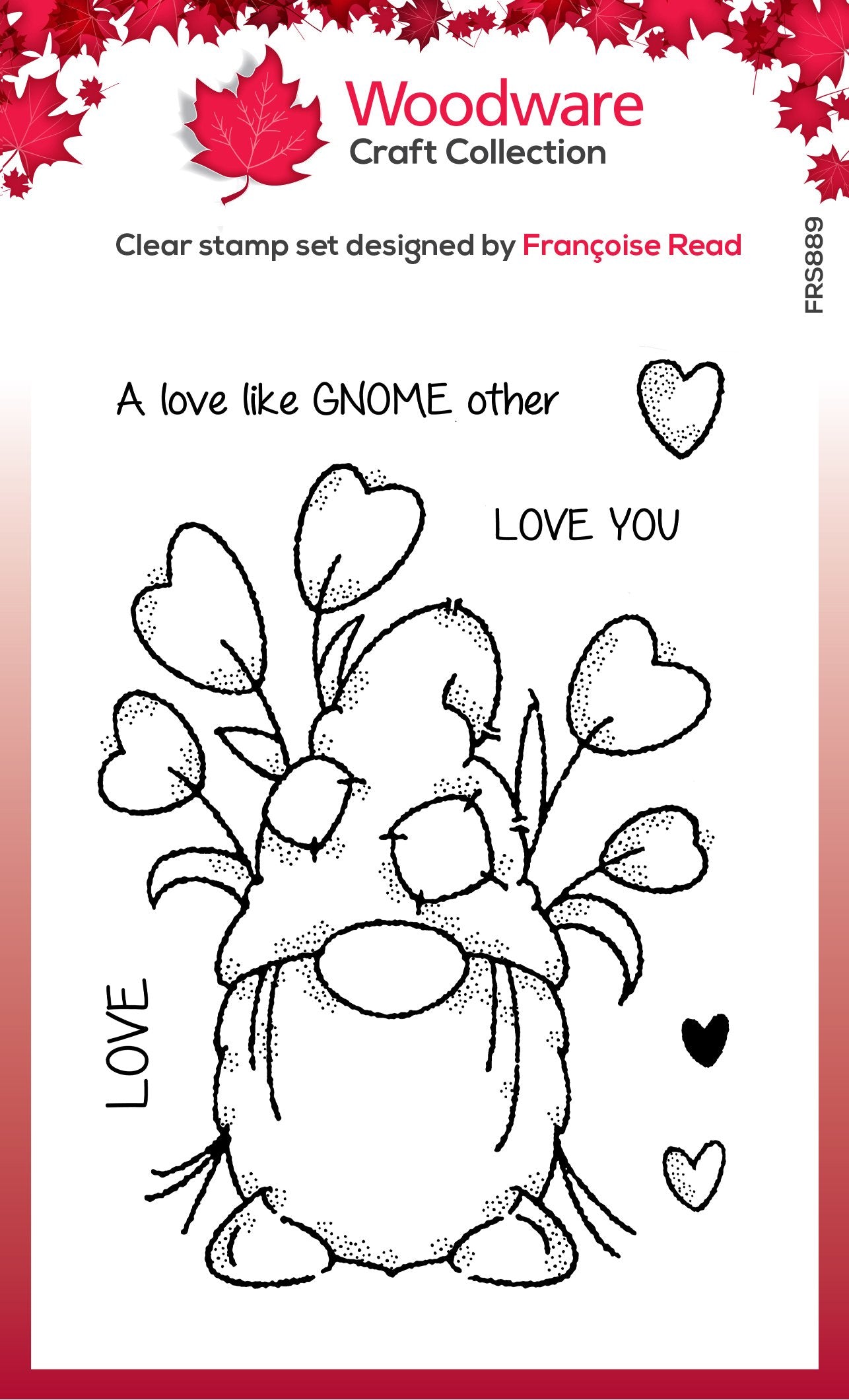 Woodware Clear Singles Love Gnome 4 in x 6 in Stamp