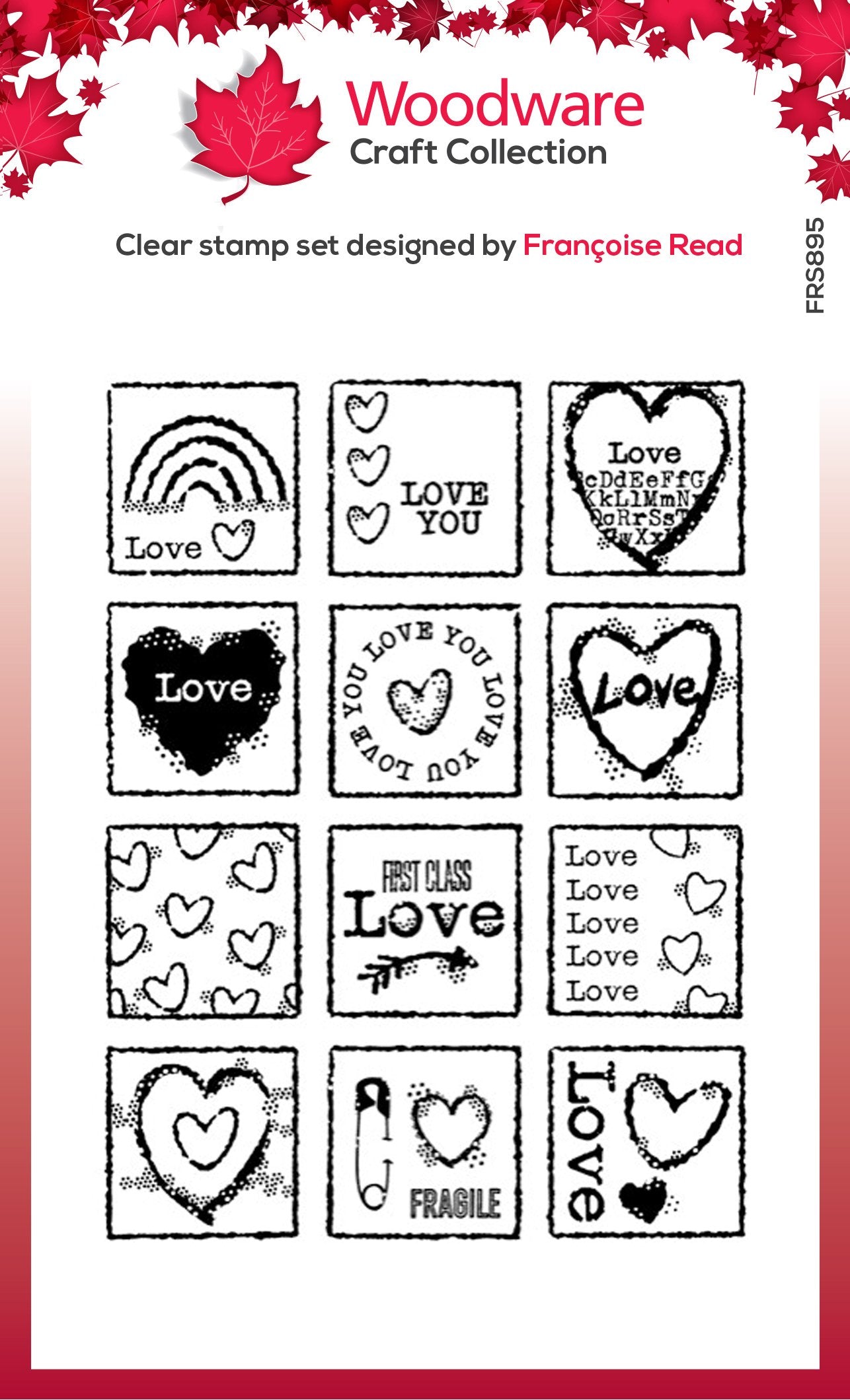 Woodware Clear Singles Love Squares 4 in x 6 in Stamp