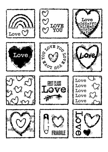 Woodware Clear Singles Love Squares 4 in x 6 in Stamp