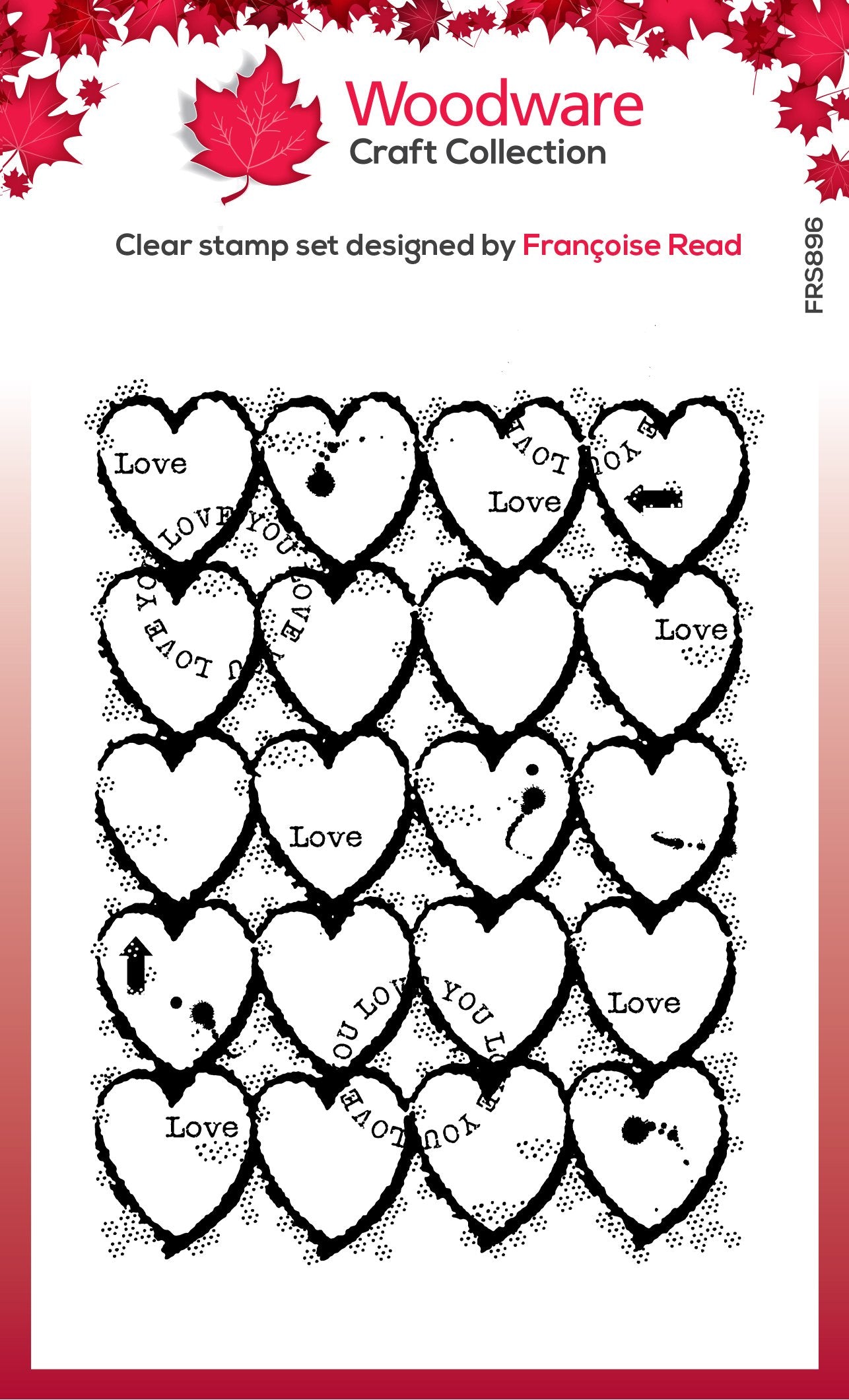 Woodware Clear Singles Heart Background 4 in x 6 in Stamp