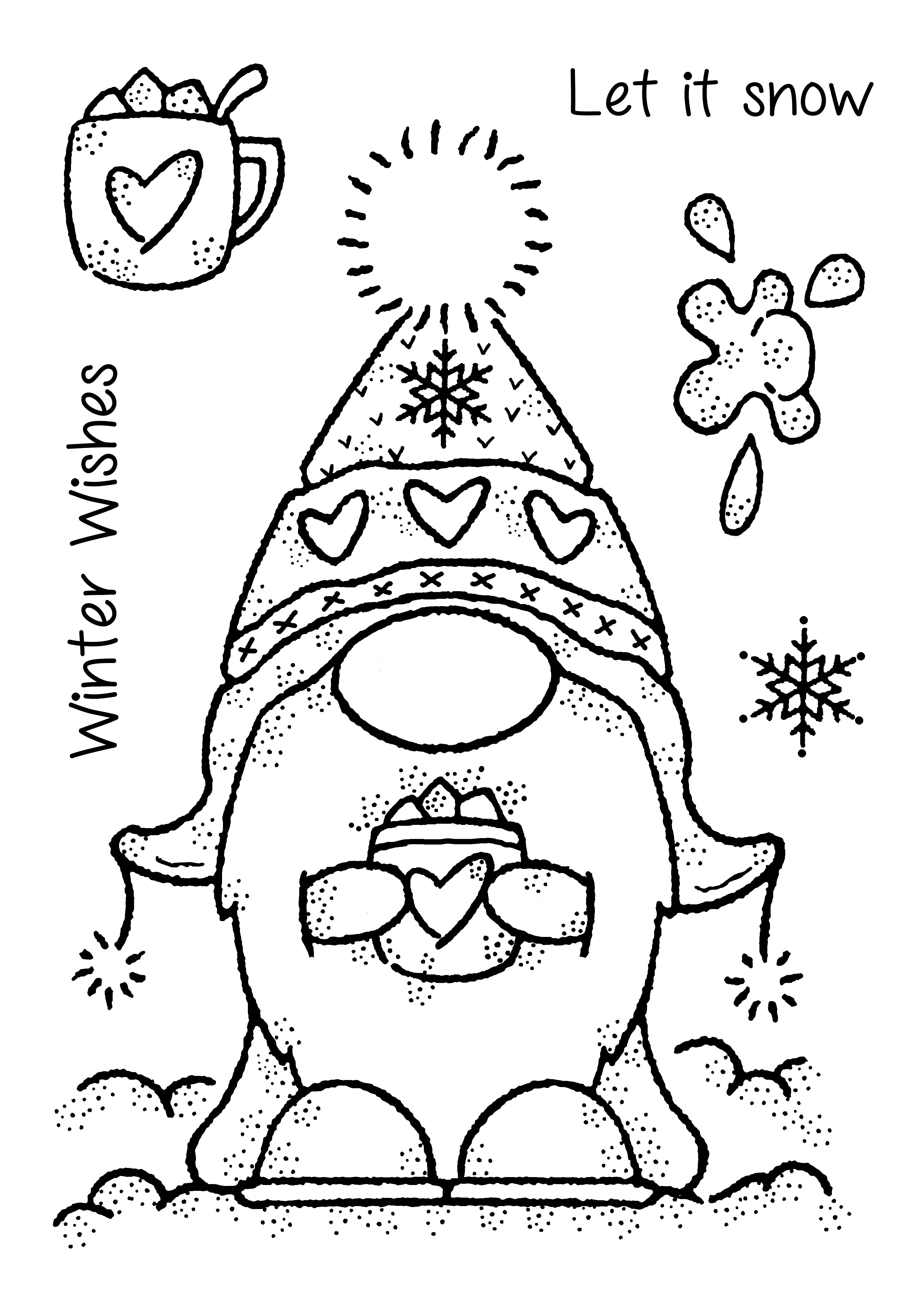 Woodware Clear Singles Winter Gnome 4 in x 6 in Stamp