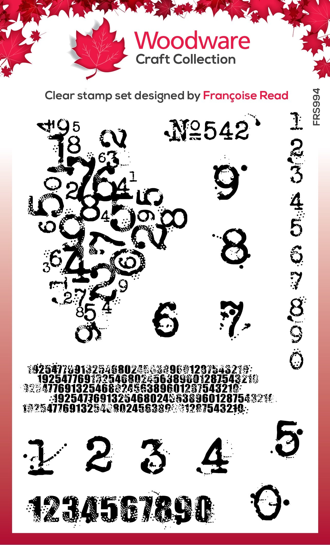 Woodware Clear Singles Inky Numbers 4 in x 6 in Stamp