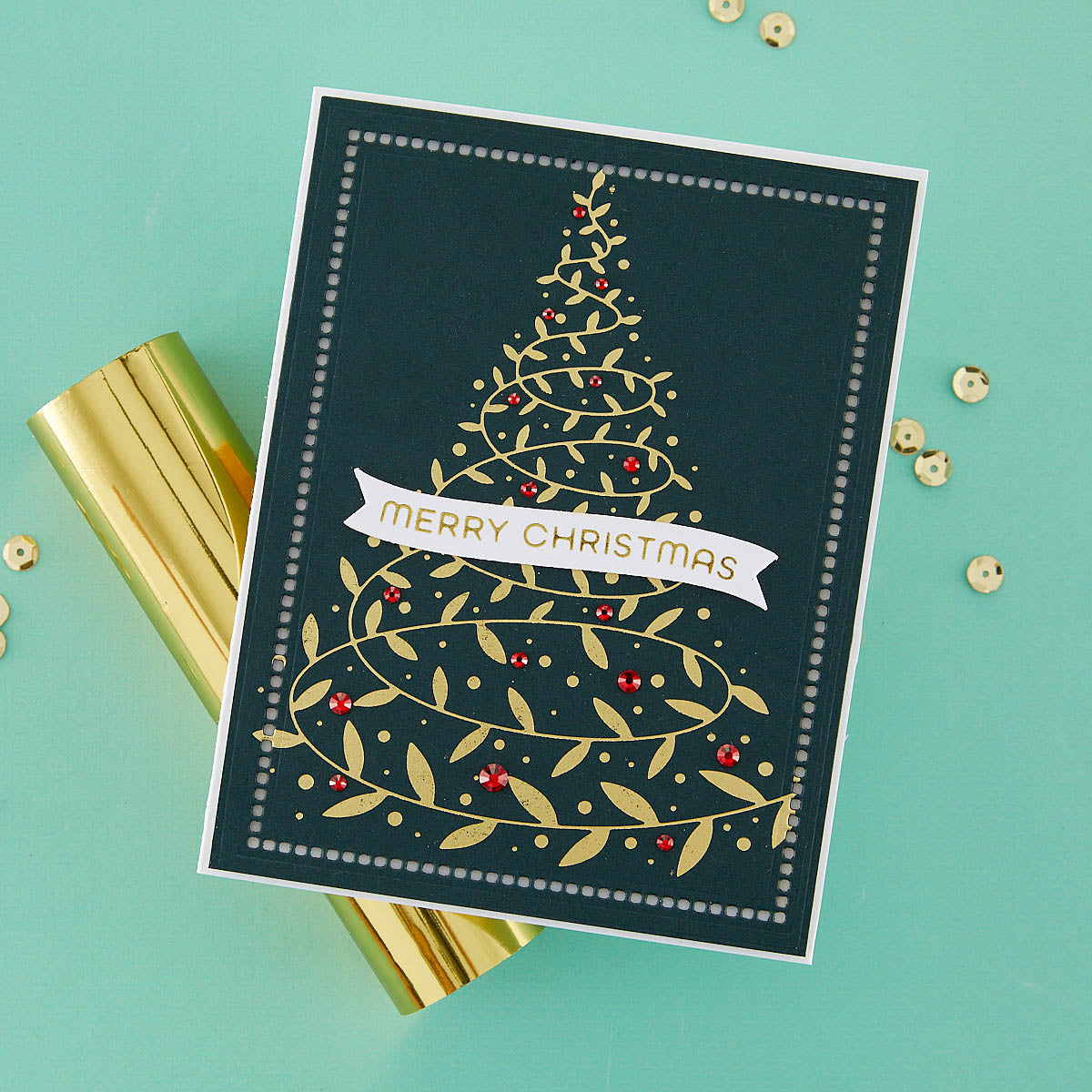 Swirling Foliage Tree Hot Foil Plate from the Glimmer for the Holidays Collection