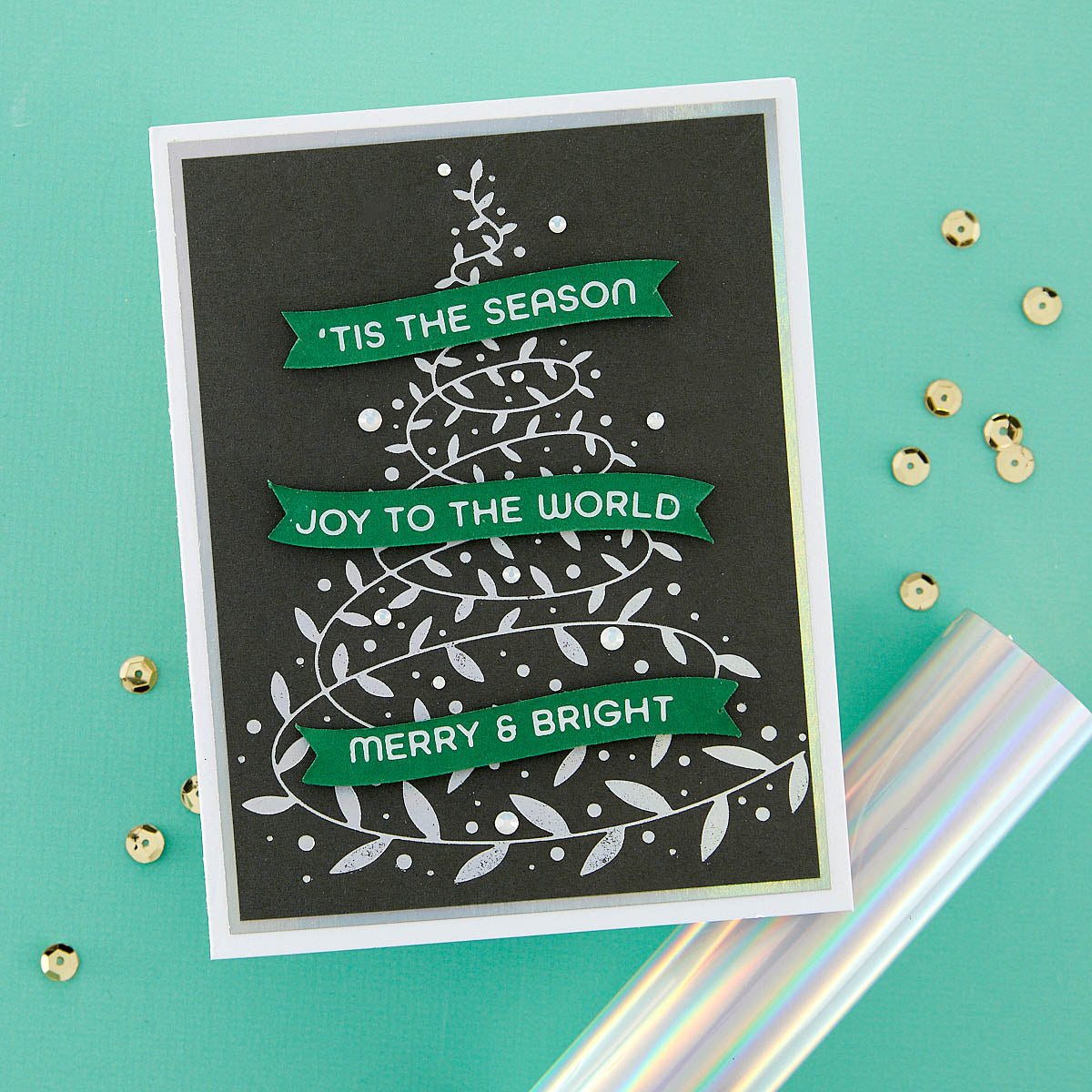 Comfort & Joy Sentiments Hot Foil Plate & Die Set from the Glimmer for the Holidays Collection