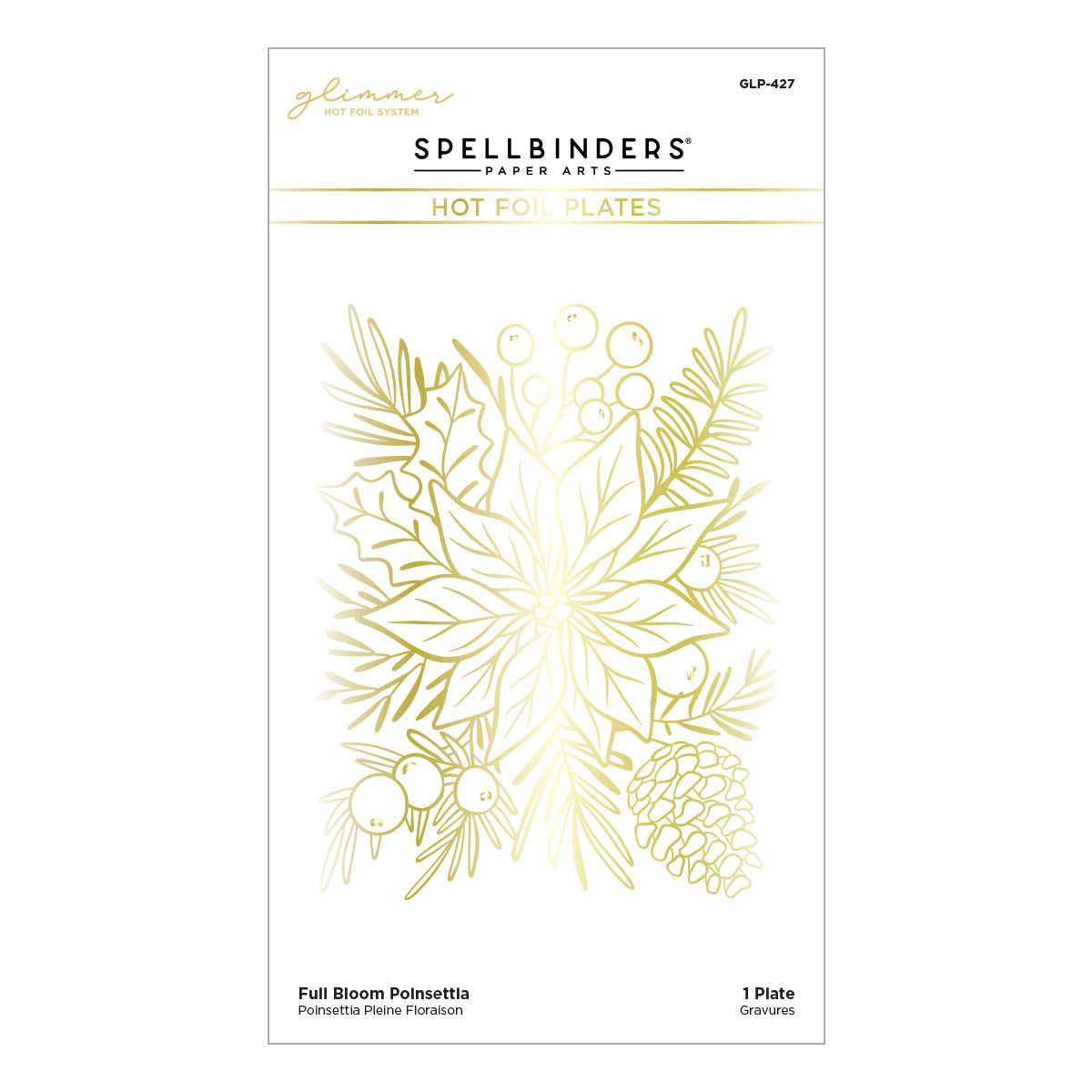 Full Bloom Poinsettia Hot Foil Plate from the Glimmer for the Holidays Collection