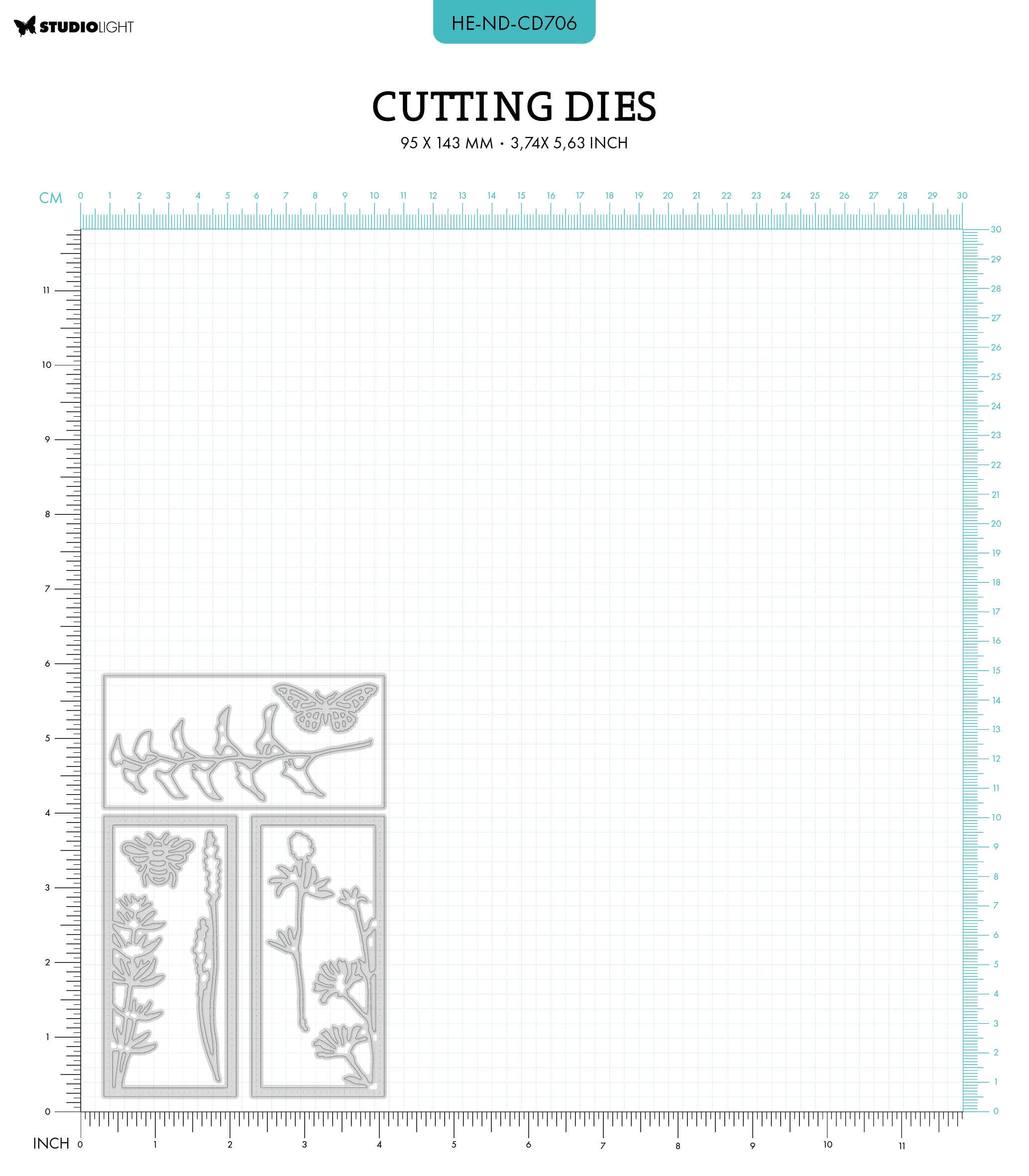 HEN Cutting Dies Twigs And Frames Natures Dream 95x143x1mm 8 PC nr.706