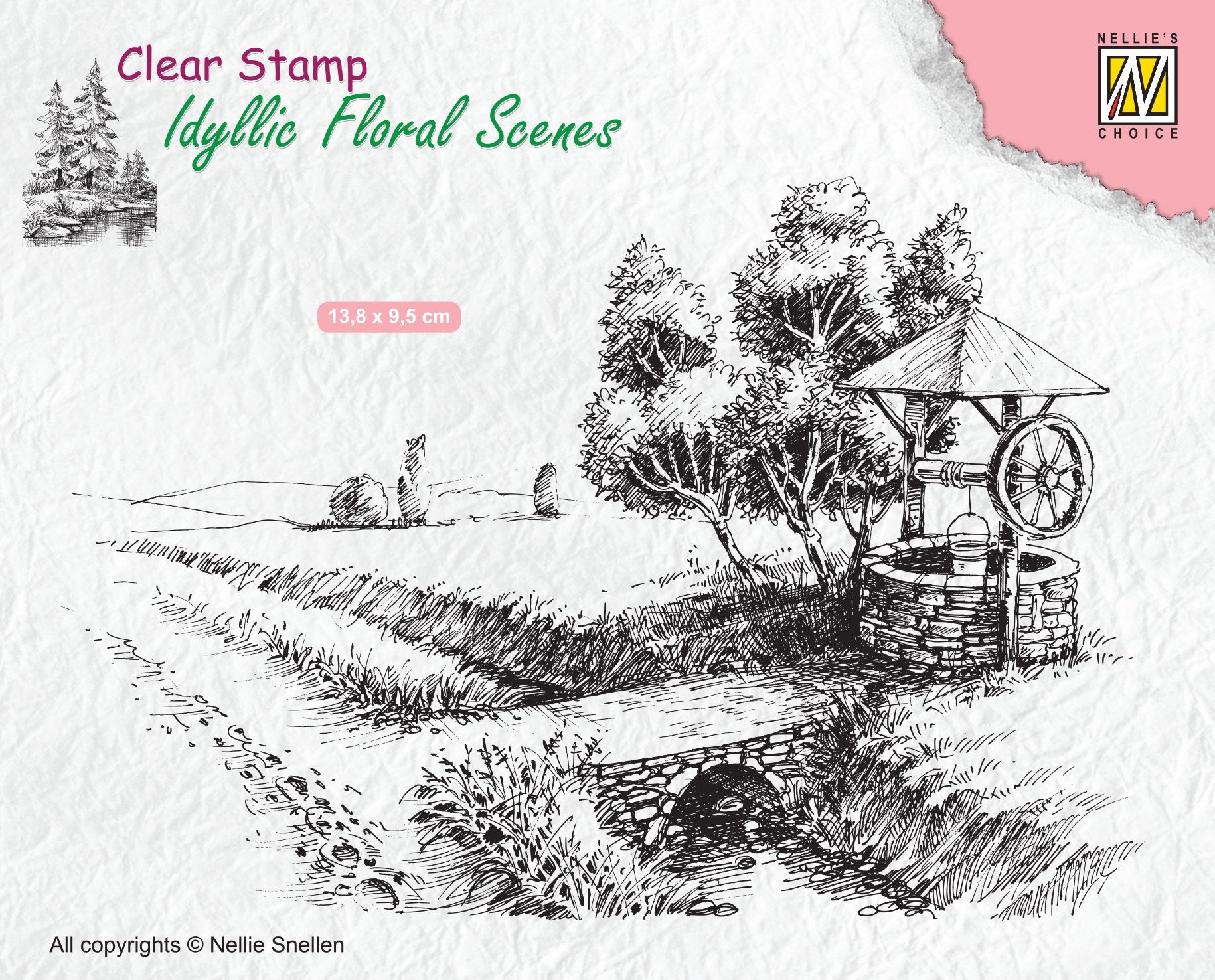 Idyllic Floral Scene Stamp Well