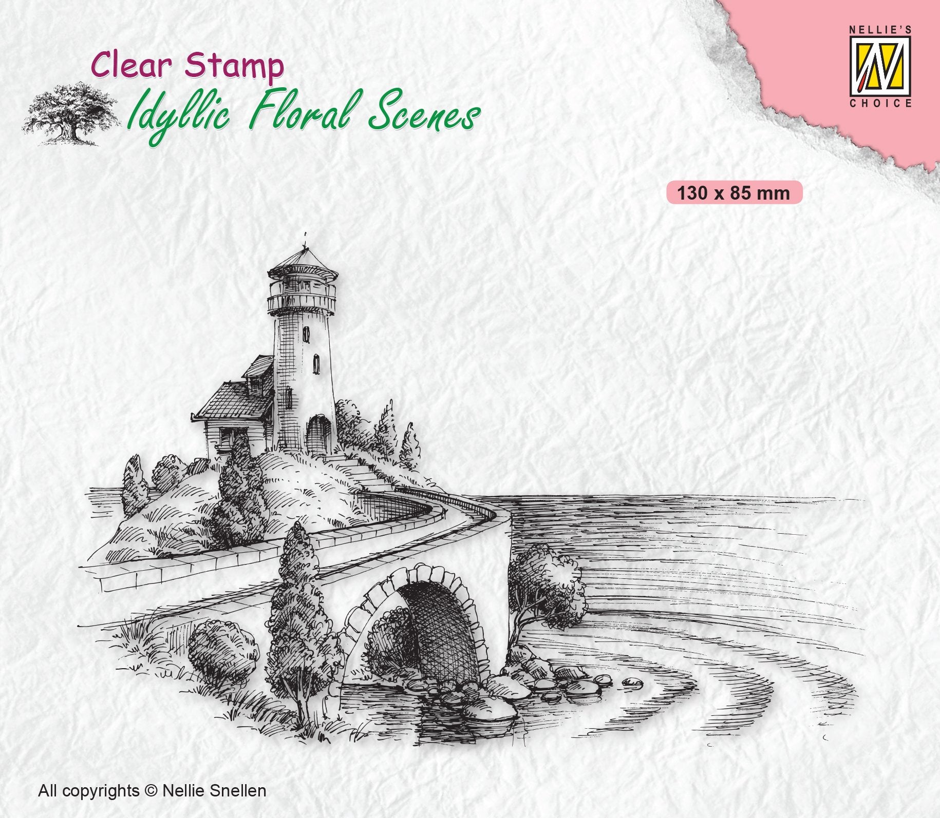 Idyllic Floral Scene Stamp Sea With Lighthouse