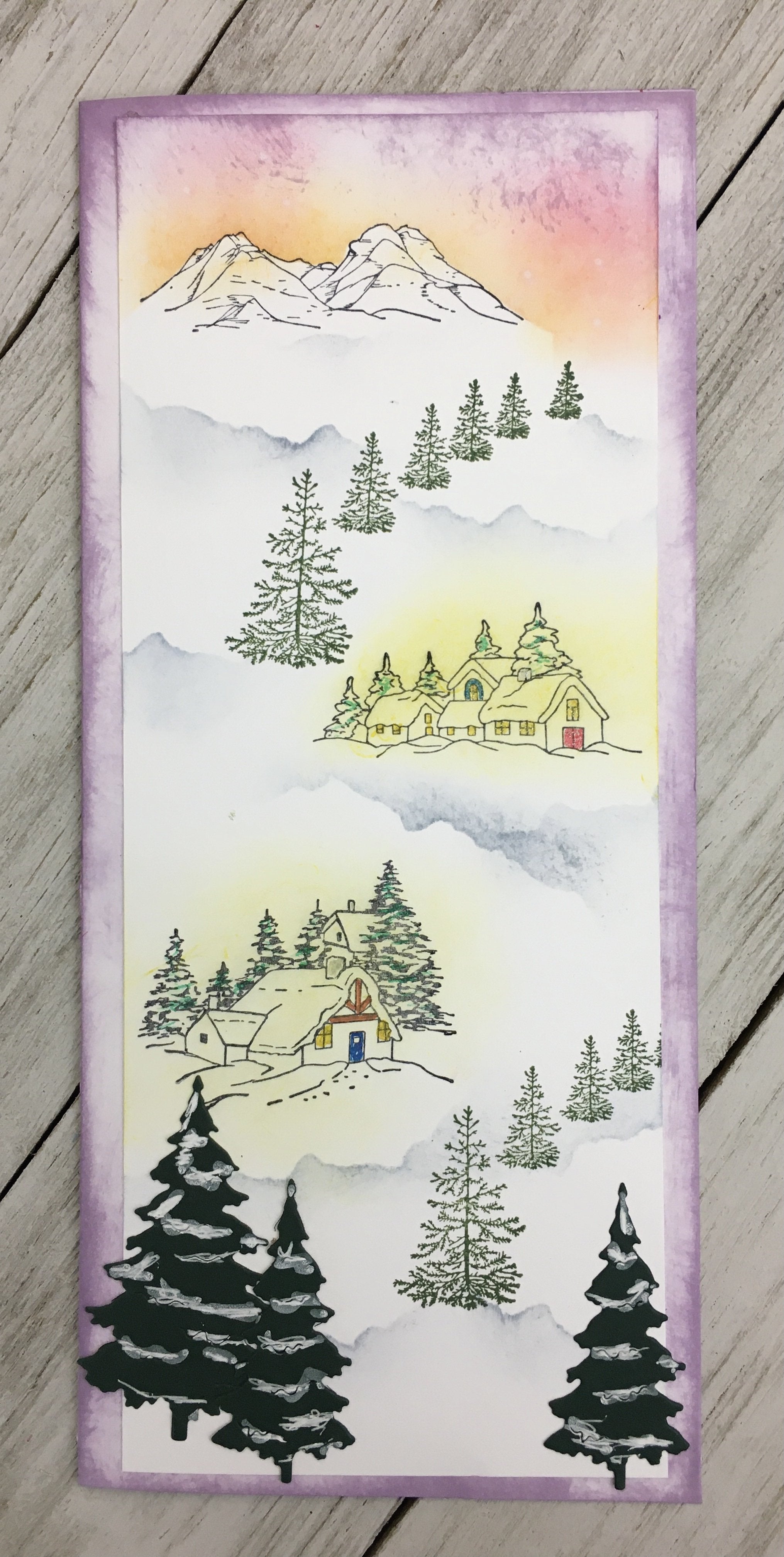 Winter Village Mini Rubber Cling Stamp