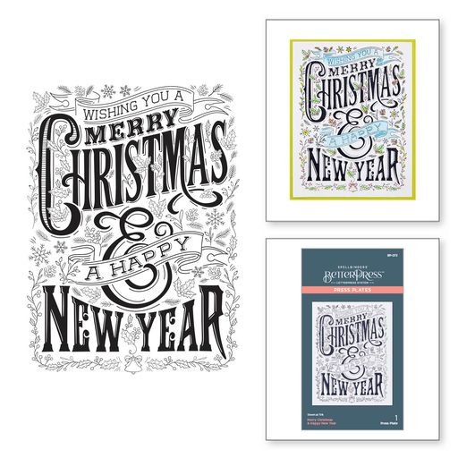 Merry Christmas & Happy New Year Press Plate from the BetterPress Christmas Collection