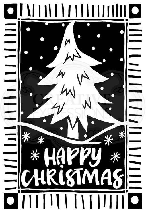 Woodware Clear Singles - Lino Cut Christmas Tree