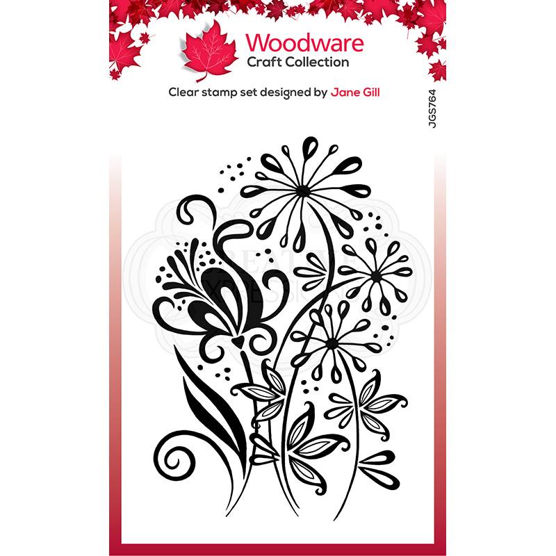 Woodware Clear Singles Curly Petals 4 in x 6 in Stamp