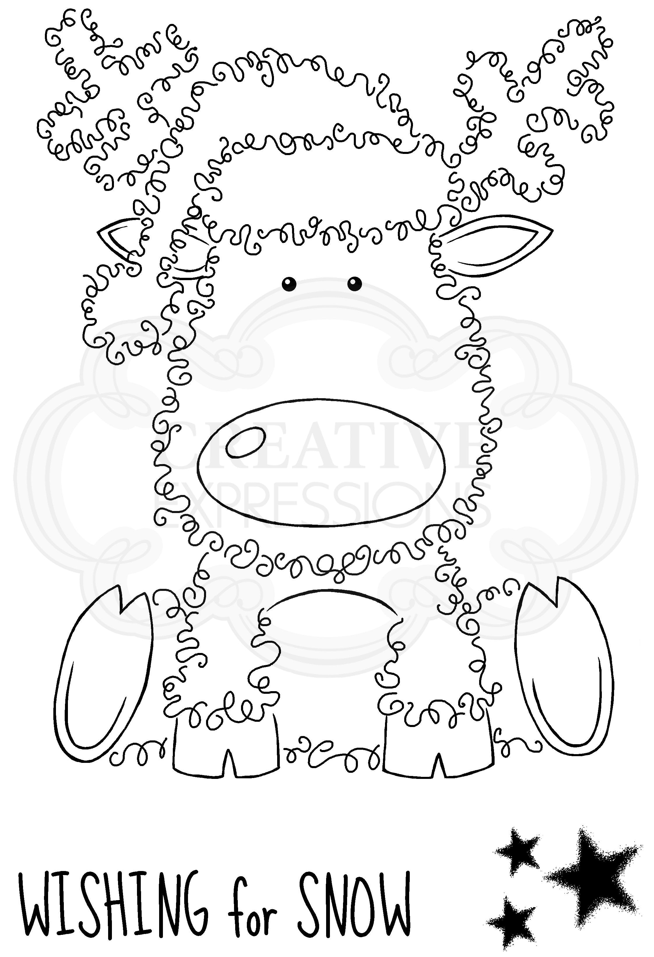 Woodware Clear Singles Festive Fuzzies - Reindeer 4 in x 6 in Stamp