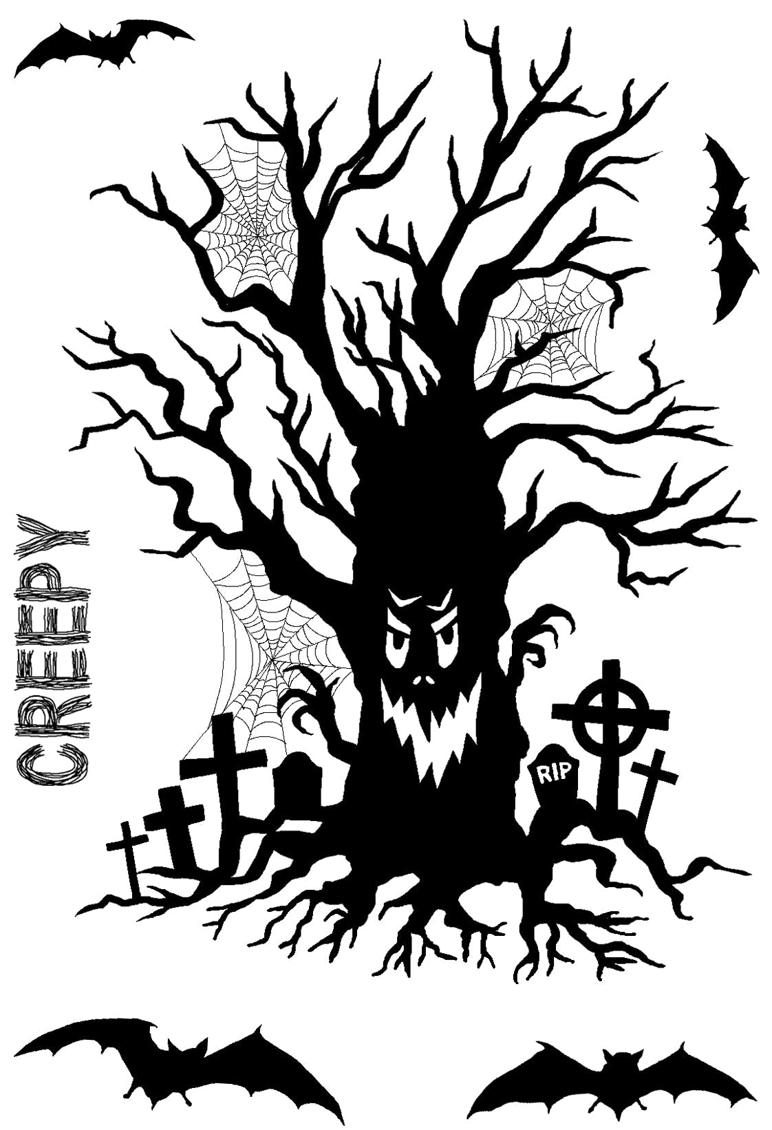 Woodware Clear Singles Haunted Tree 4 in x 6 in Stamp Set