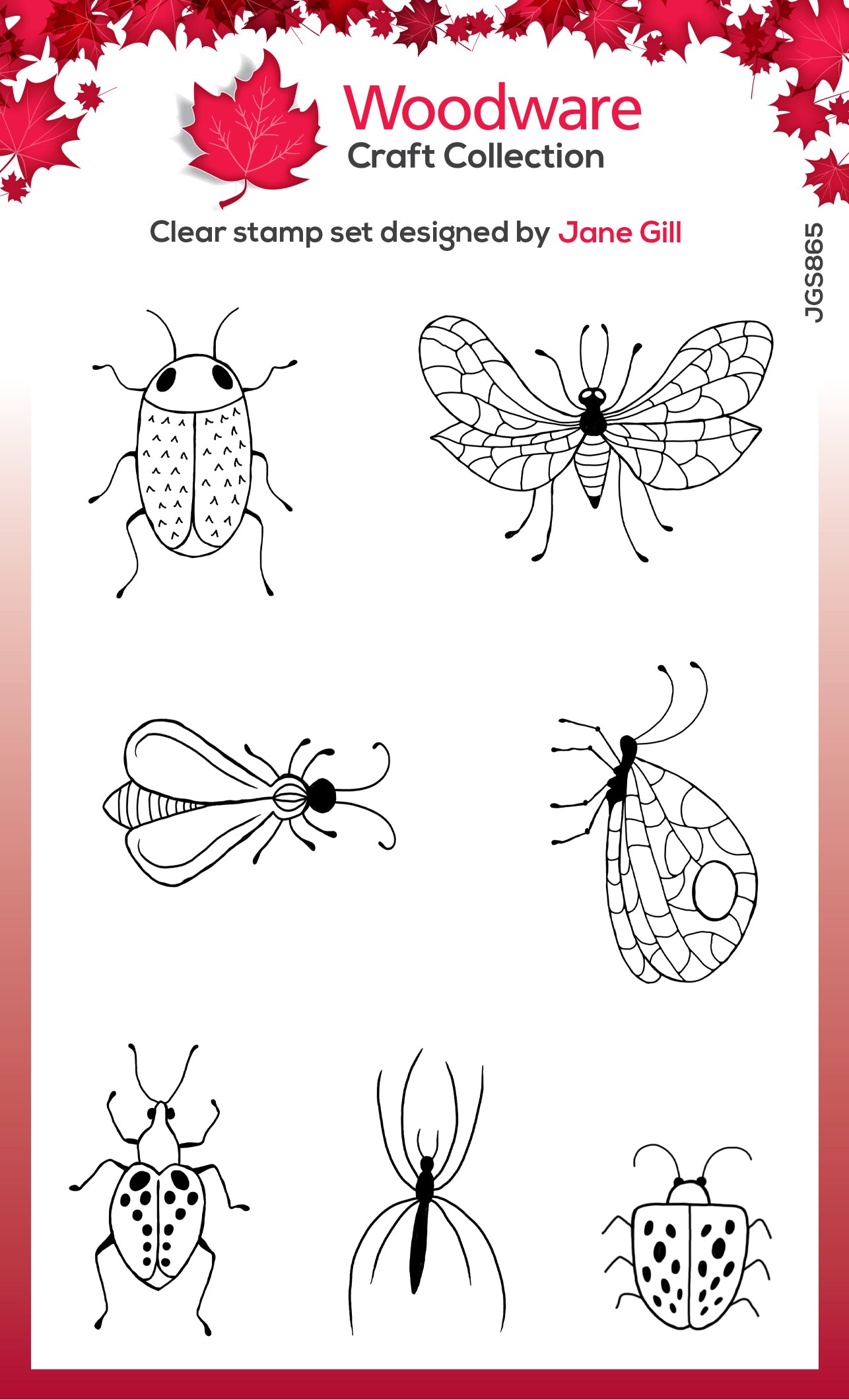 Woodware Clear Singles Bug Doodles 4 in x 6 in Stamp Set