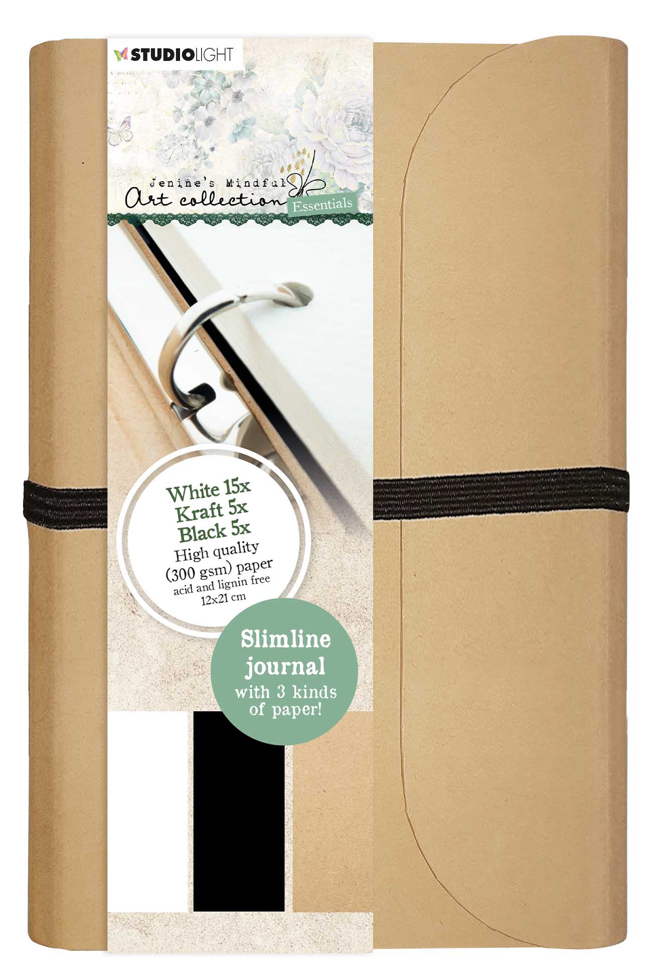 JMA Slimline Journal 15x White, 5x Kraft, 5x Black Pages Essentials 160x235x30mm 25 sh nr.03