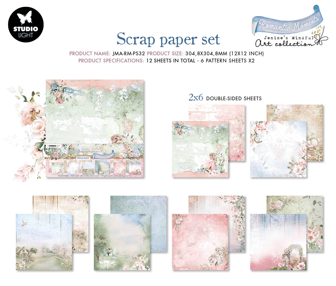 JMA Paper Set Background Patterns Romantic Moments 304.8x304.8x3mm 12 SH nr.32