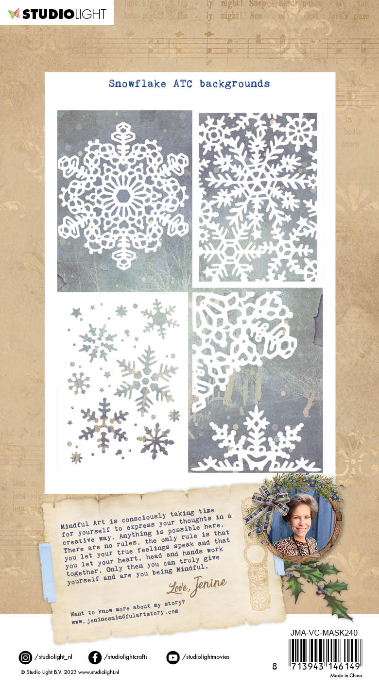 JMA Mask Snowflake ATC Backgrounds Vintage Christmas 130x180x1mm 5 PC nr.240