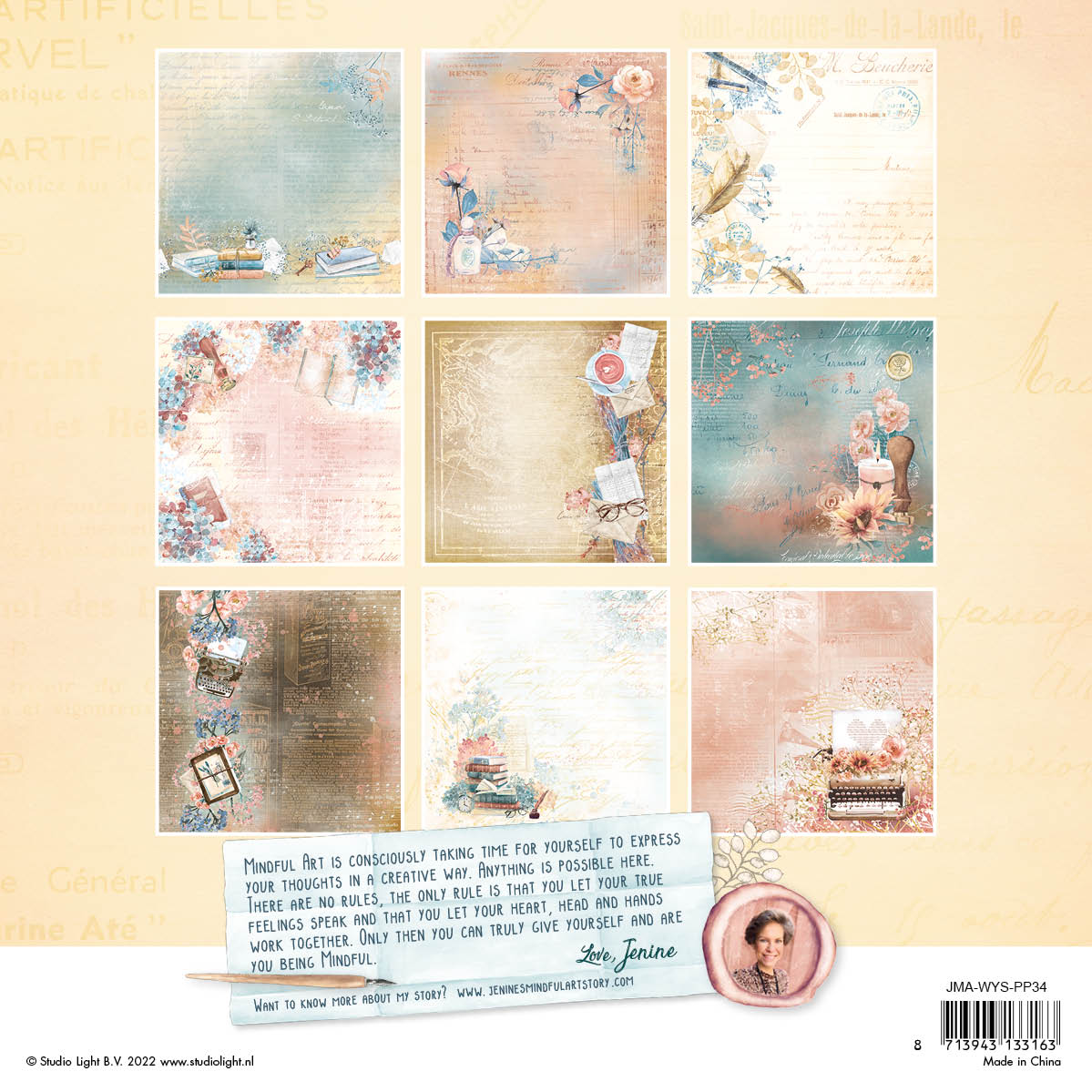 JMA Paper Pad Decorative Paper Write Your Story 203x203x9mm 36 SH nr.34