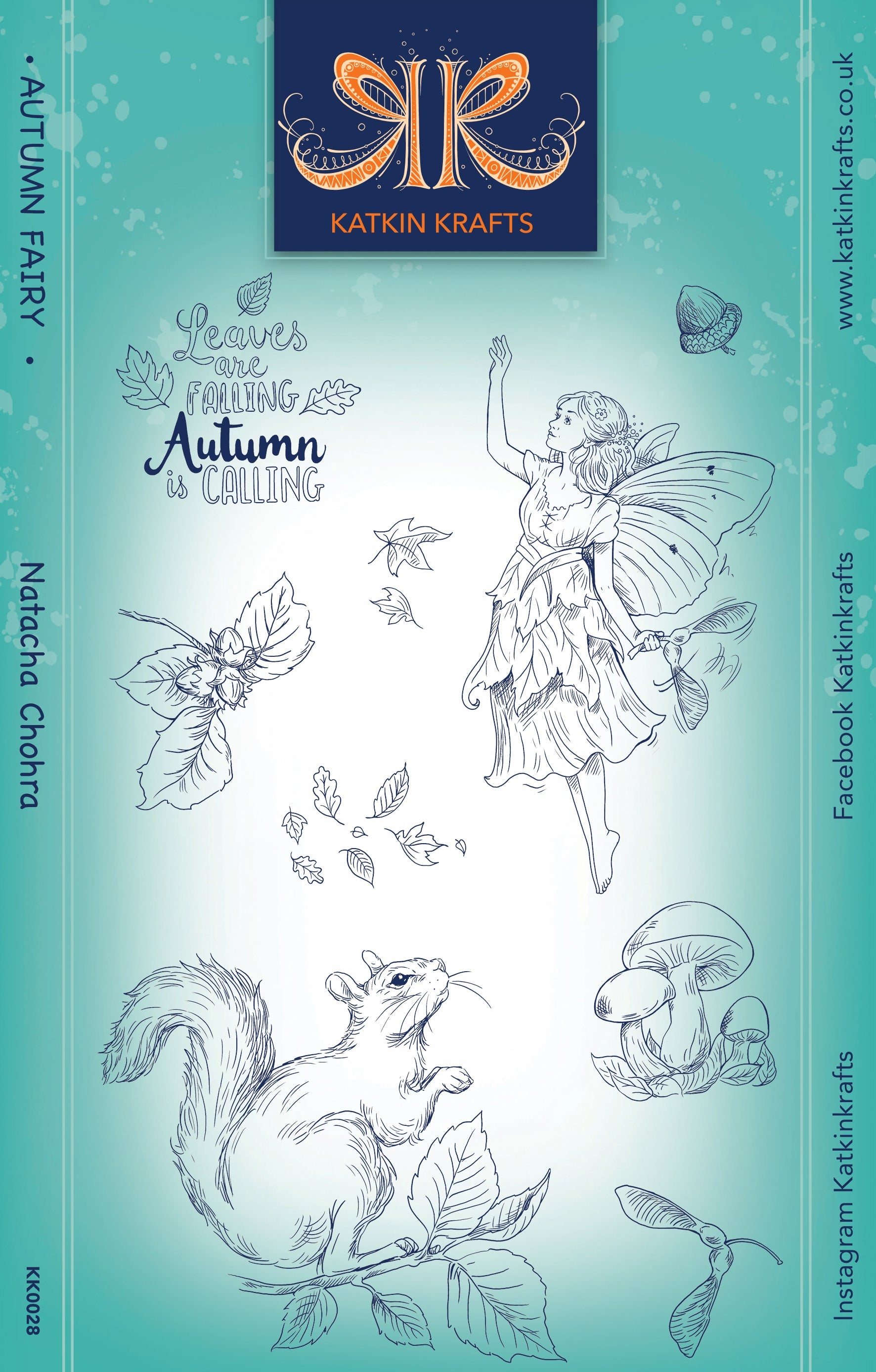 Katkin Krafts Autumn Fairy 6 in x 8 in Clear Stamp Set