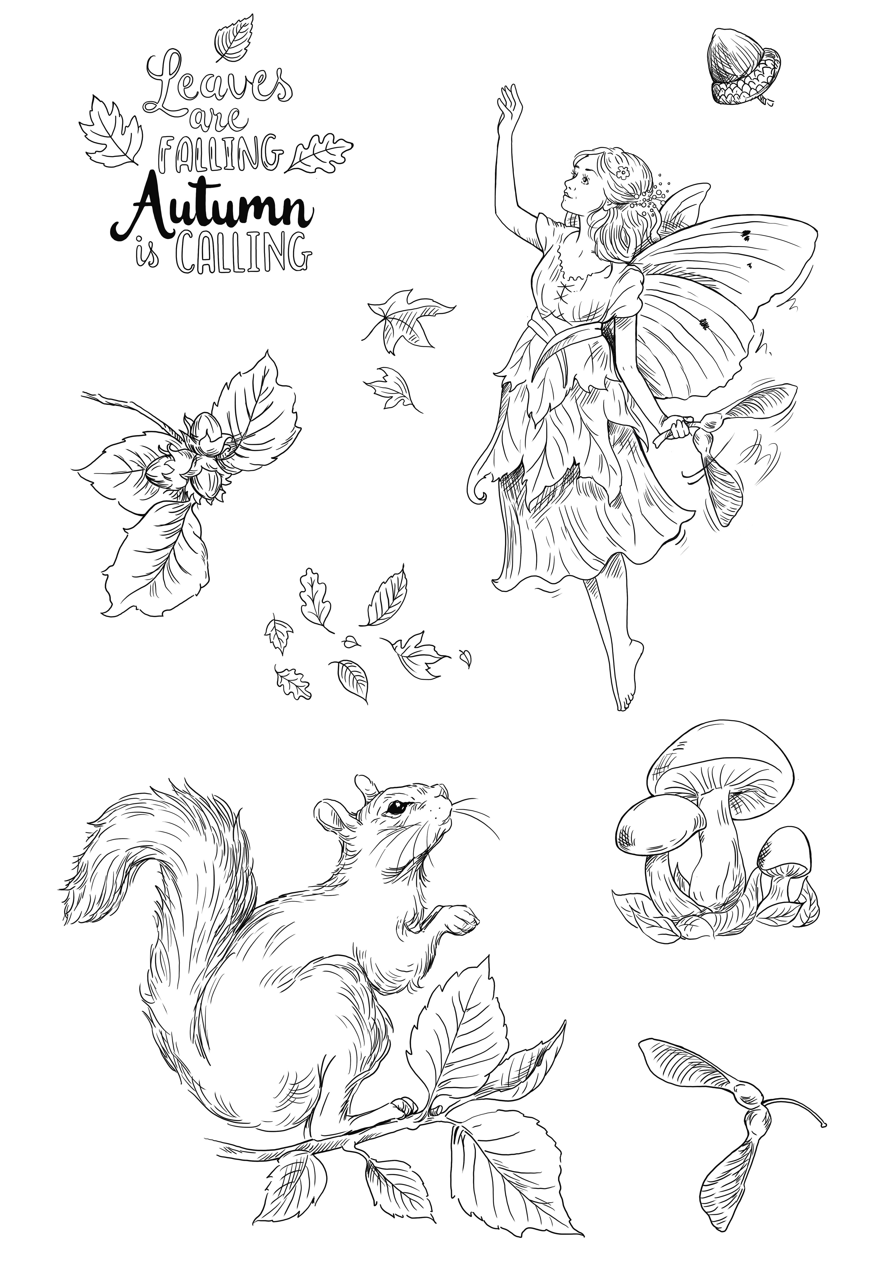 Katkin Krafts Autumn Fairy 6 in x 8 in Clear Stamp Set