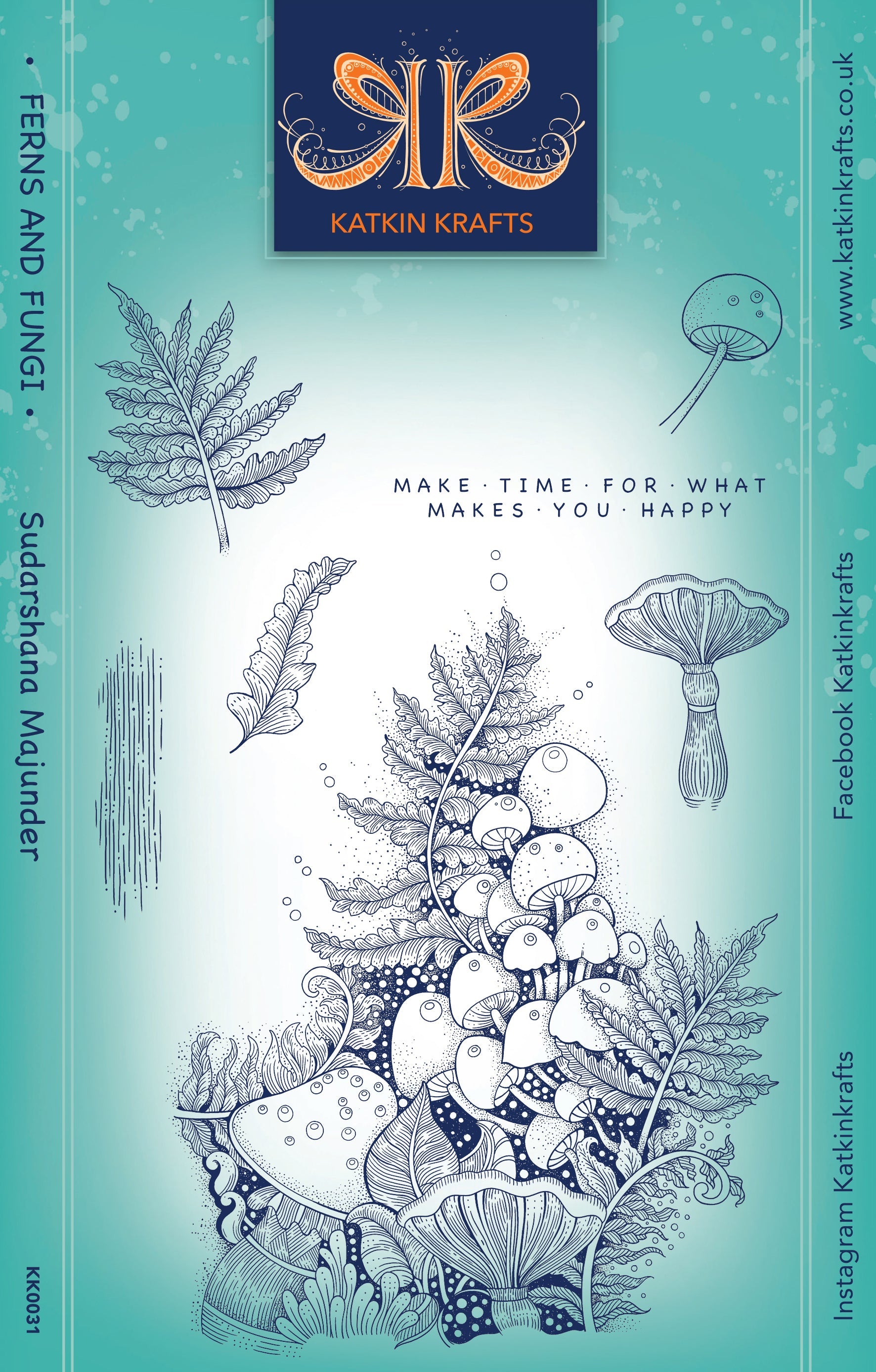 Katkin Krafts Ferns and Fungi 6 in x 8 in Clear Stamp Set