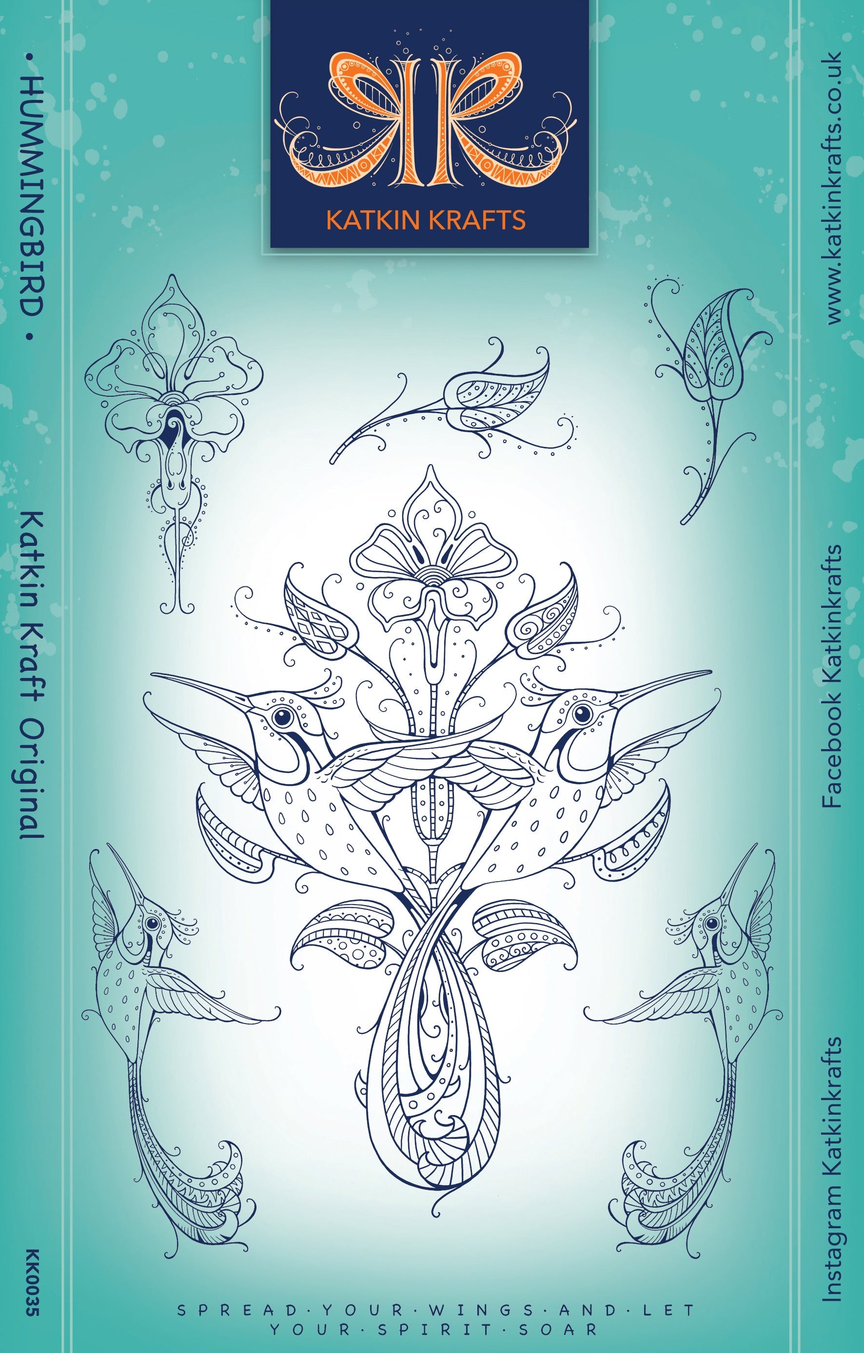 Katkin Krafts Hummingbird 6 in x 8 in Clear Stamp Set