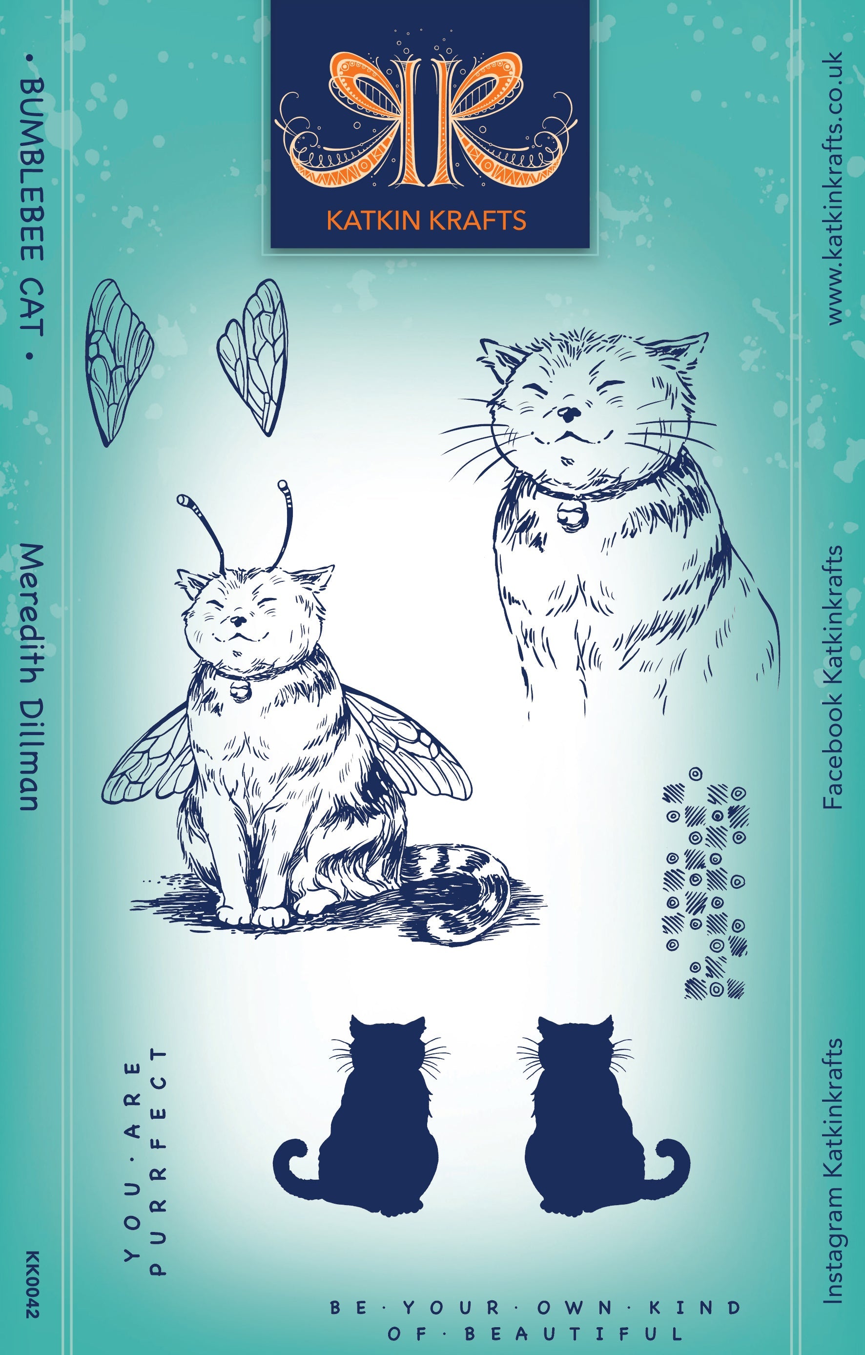 Katkin Krafts Bumblebee Cat 6 in x 8 in Clear Stamp Set