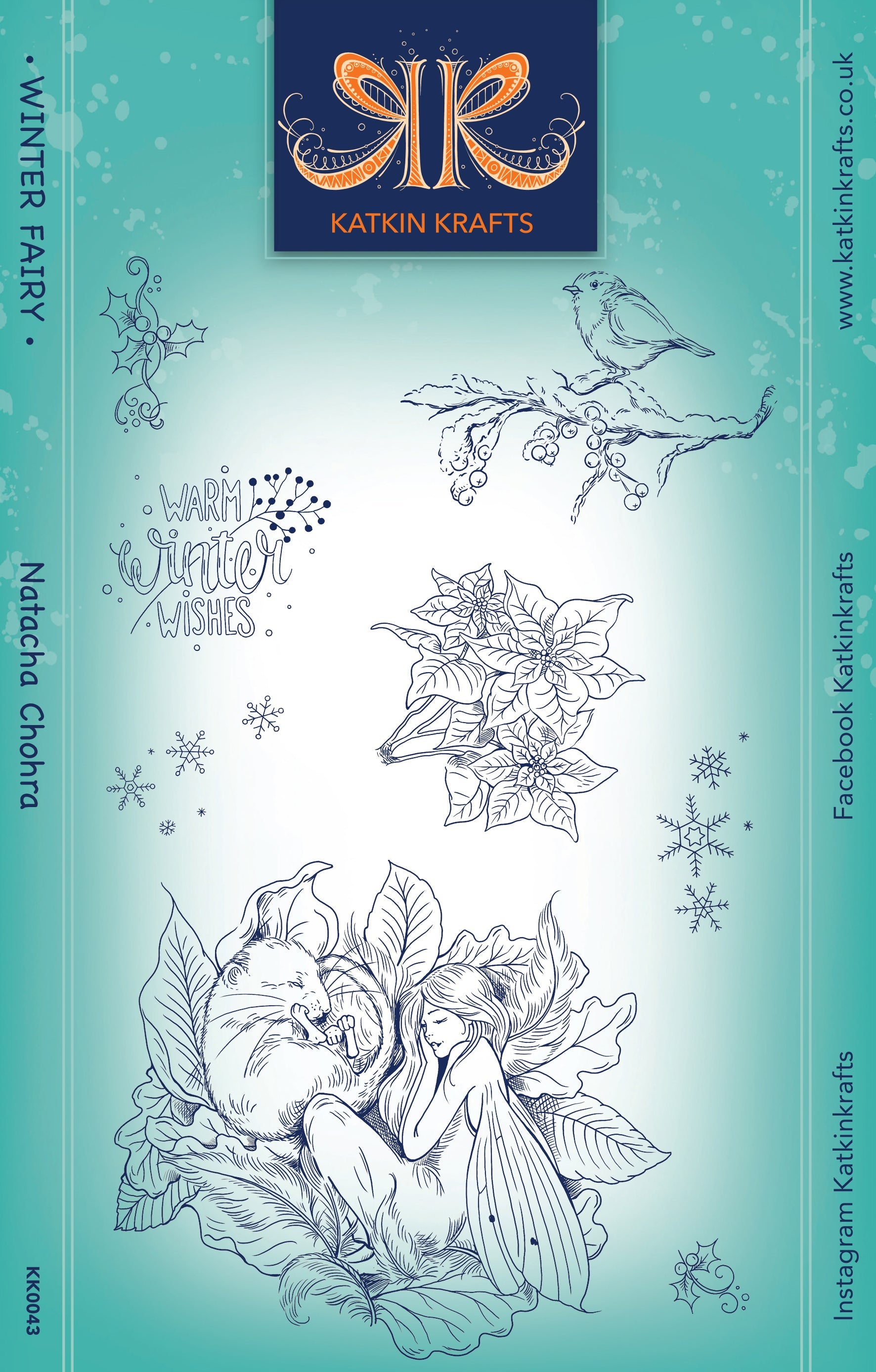 Katkin Krafts Winter Fairy 6 in x 8 in Clear Stamp Set