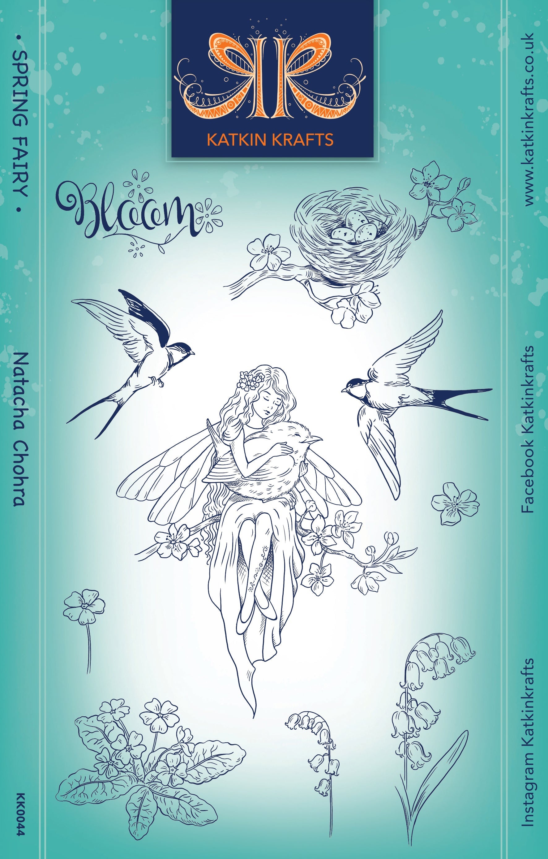 Katkin Krafts Spring Fairy 6 in x 8 in Clear Stamp Set