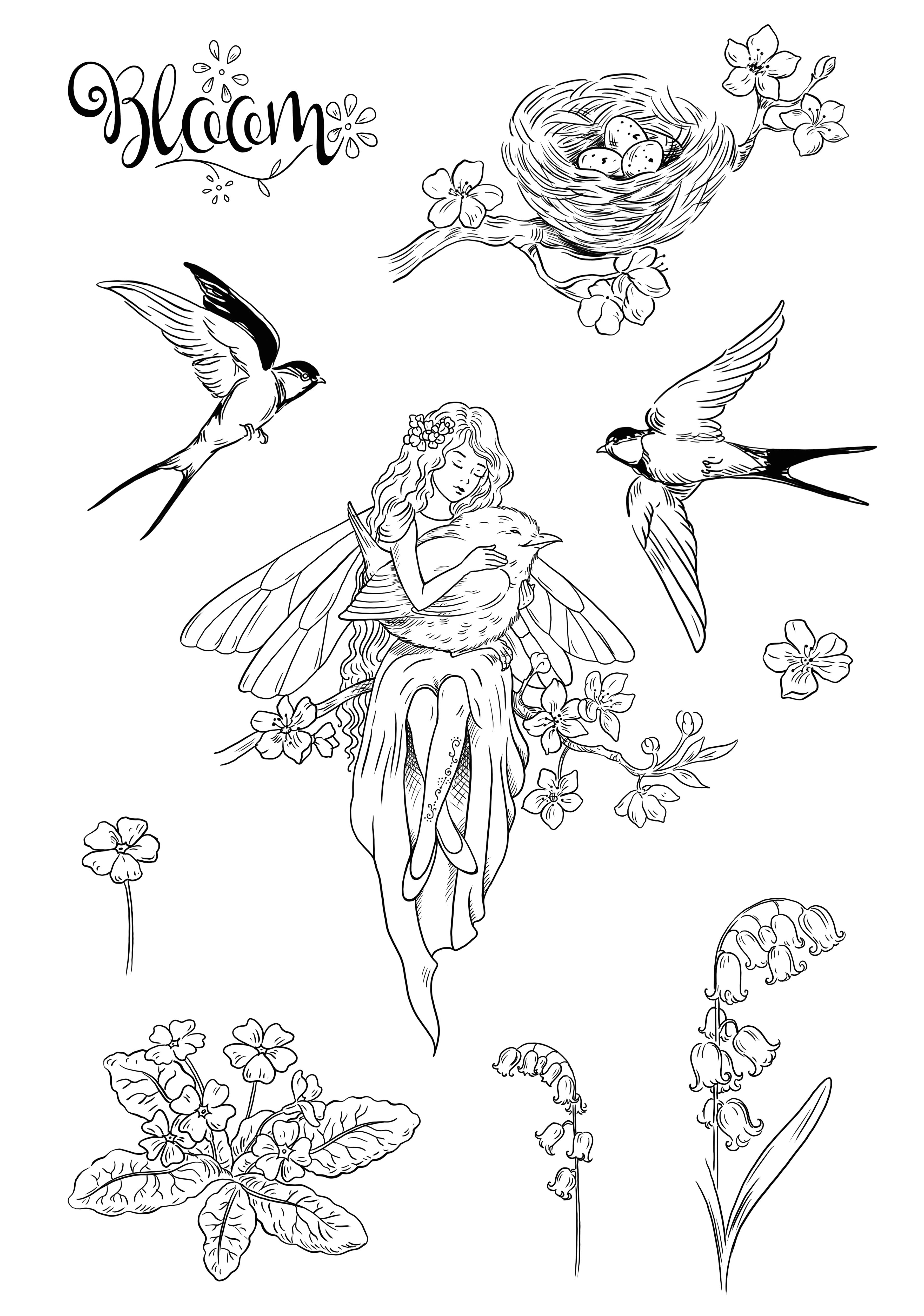 Katkin Krafts Spring Fairy 6 in x 8 in Clear Stamp Set