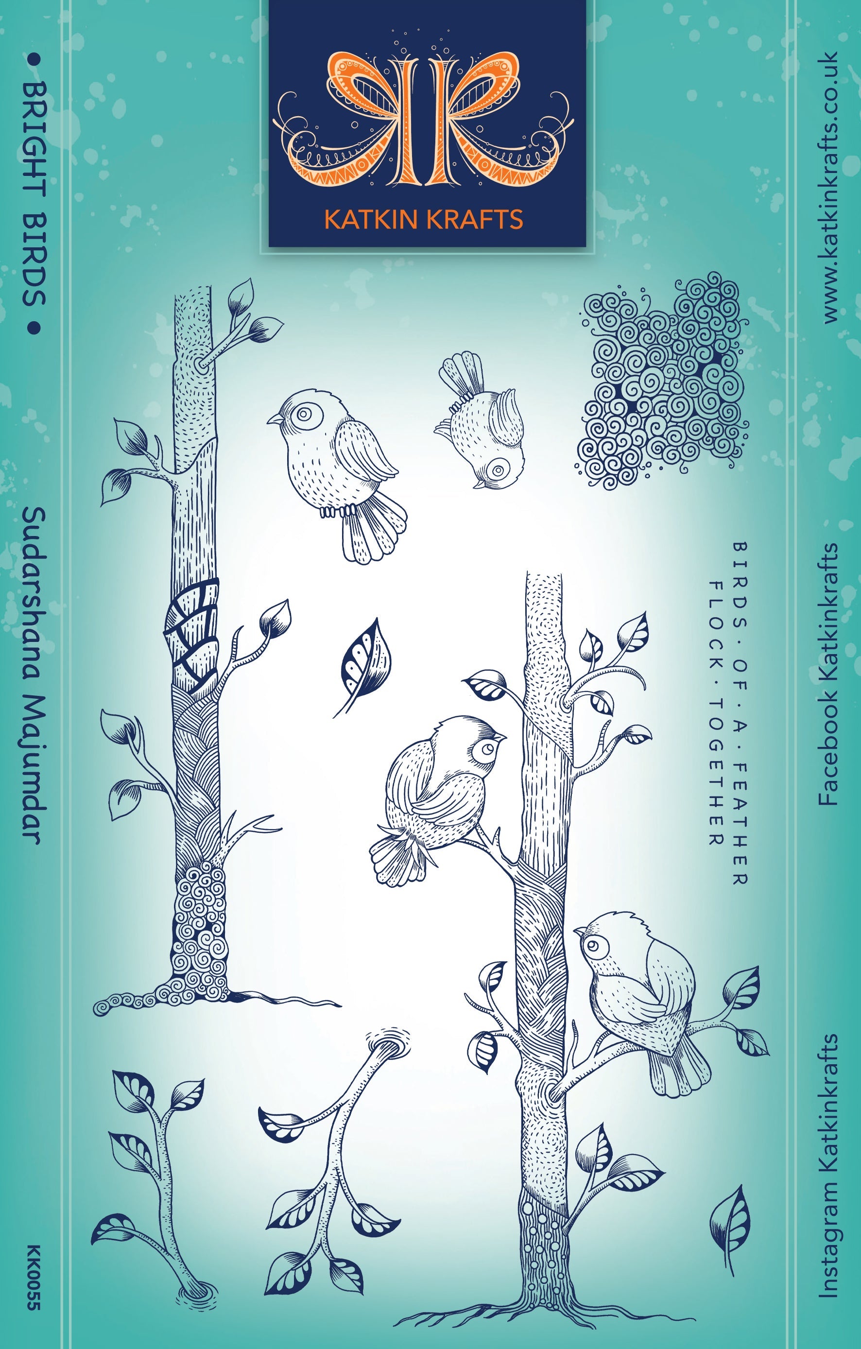 Katkin Krafts Bright Birds 6 in x 8 in Clear Stamp Set