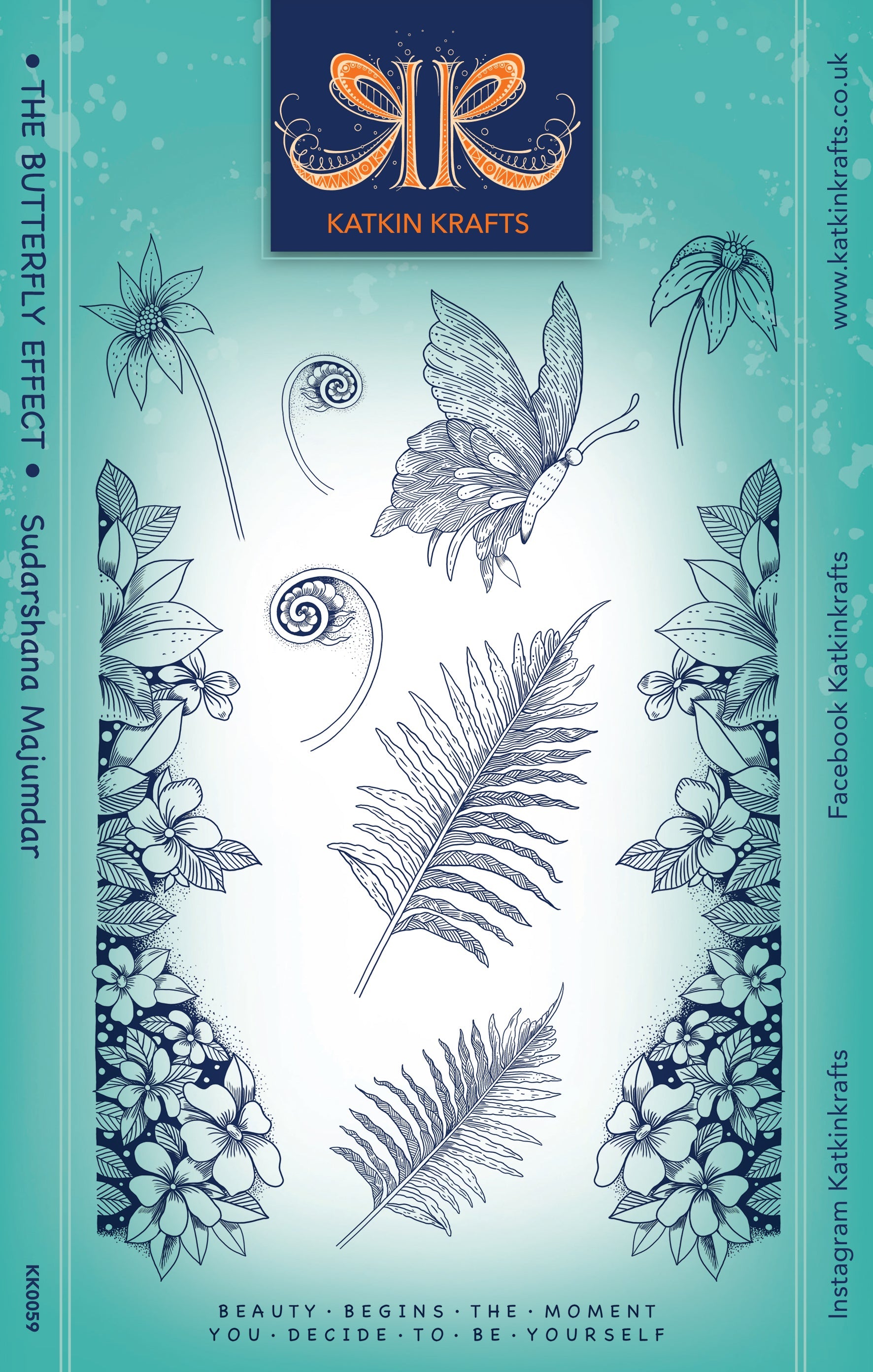 Katkin Krafts The Butterfly Effect 6 in x 8 in Clear Stamp Set