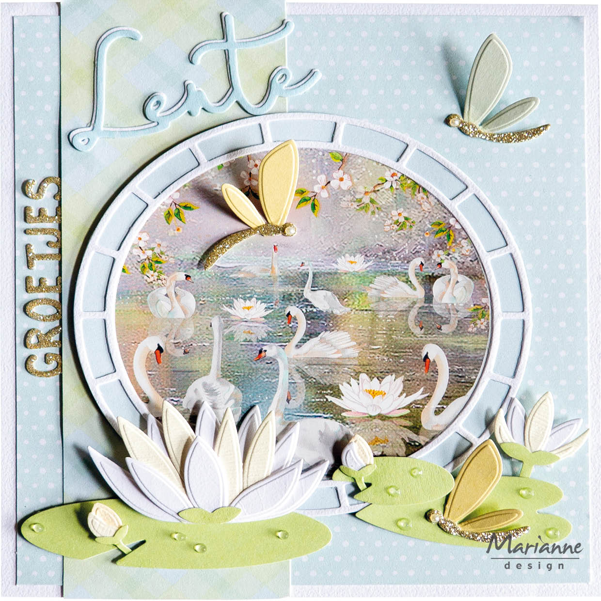 Marianne Design A4 Cutting Sheet - Spring Wishes - Swans