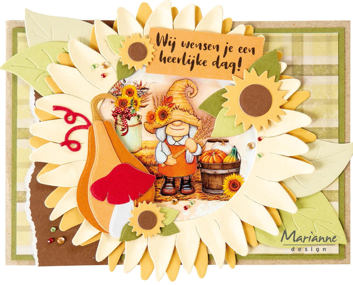 Marianne Design A4 Cutting Sheet - Gnomes - Sunflowers