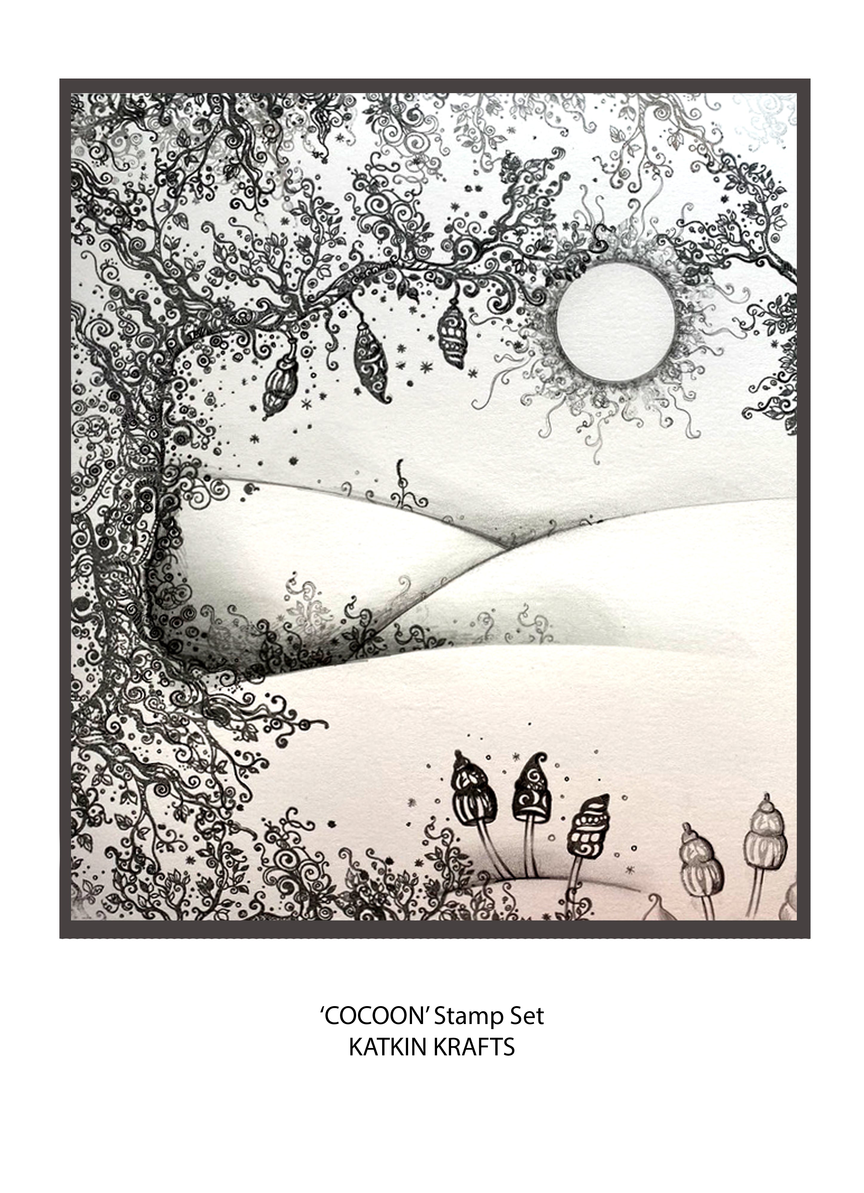 Katkin Krafts Cocoon 6 in x 8 in Clear Stamp Set