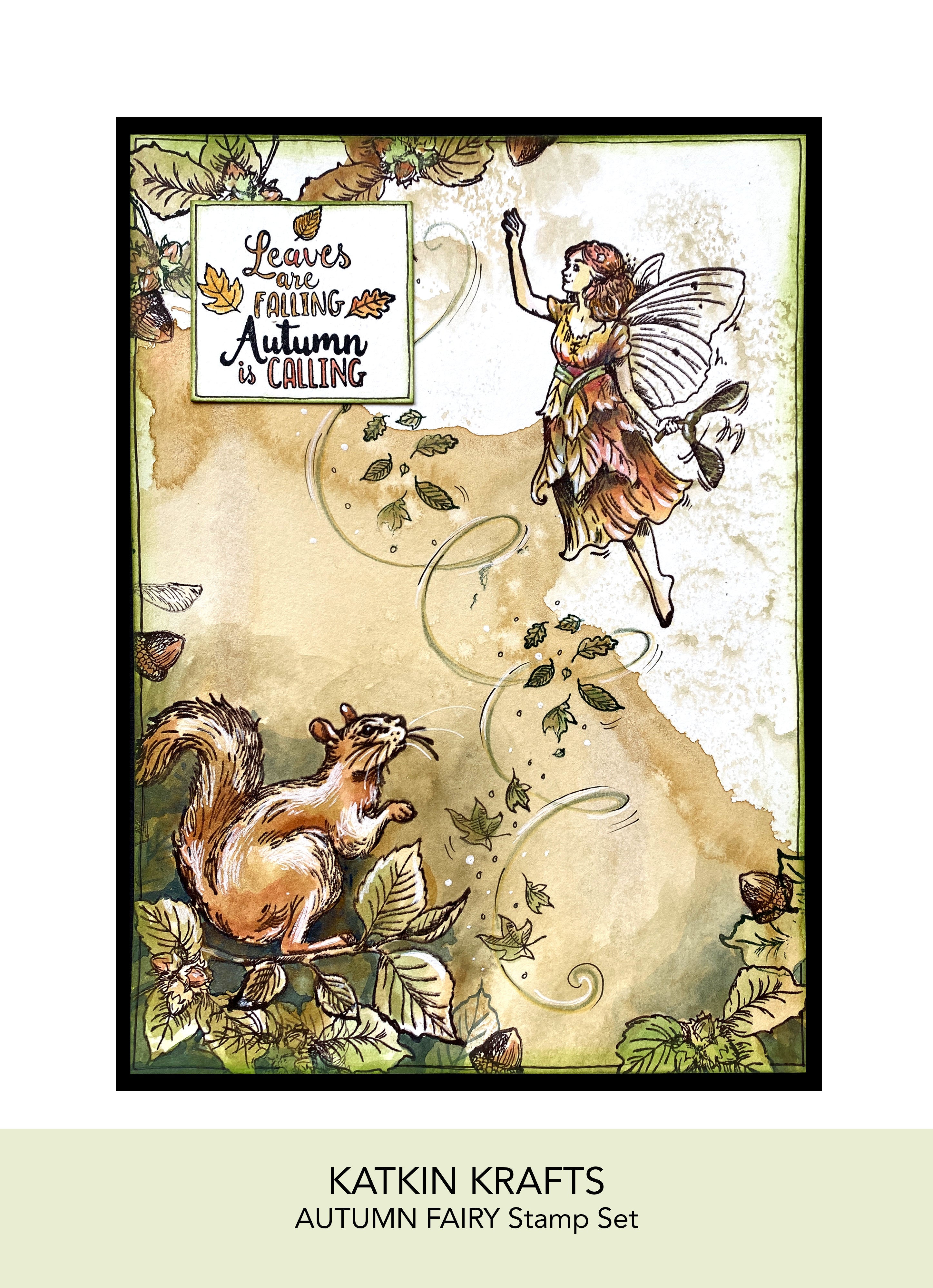 Katkin Krafts Autumn Fairy 6 in x 8 in Clear Stamp Set