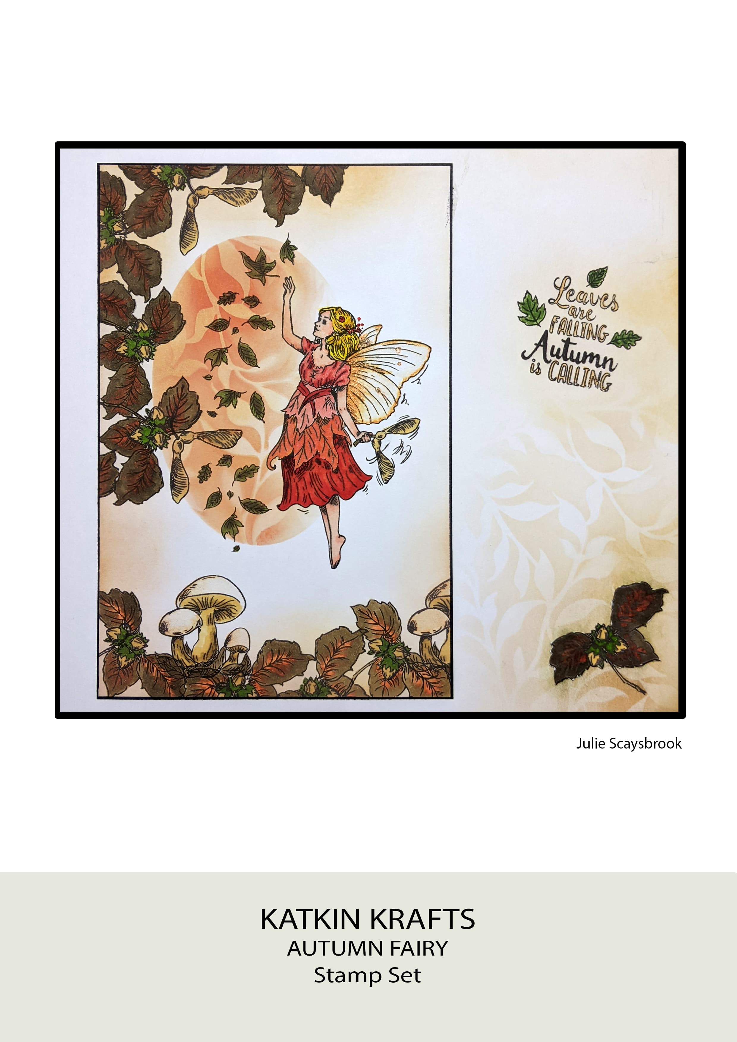 Katkin Krafts Autumn Fairy 6 in x 8 in Clear Stamp Set