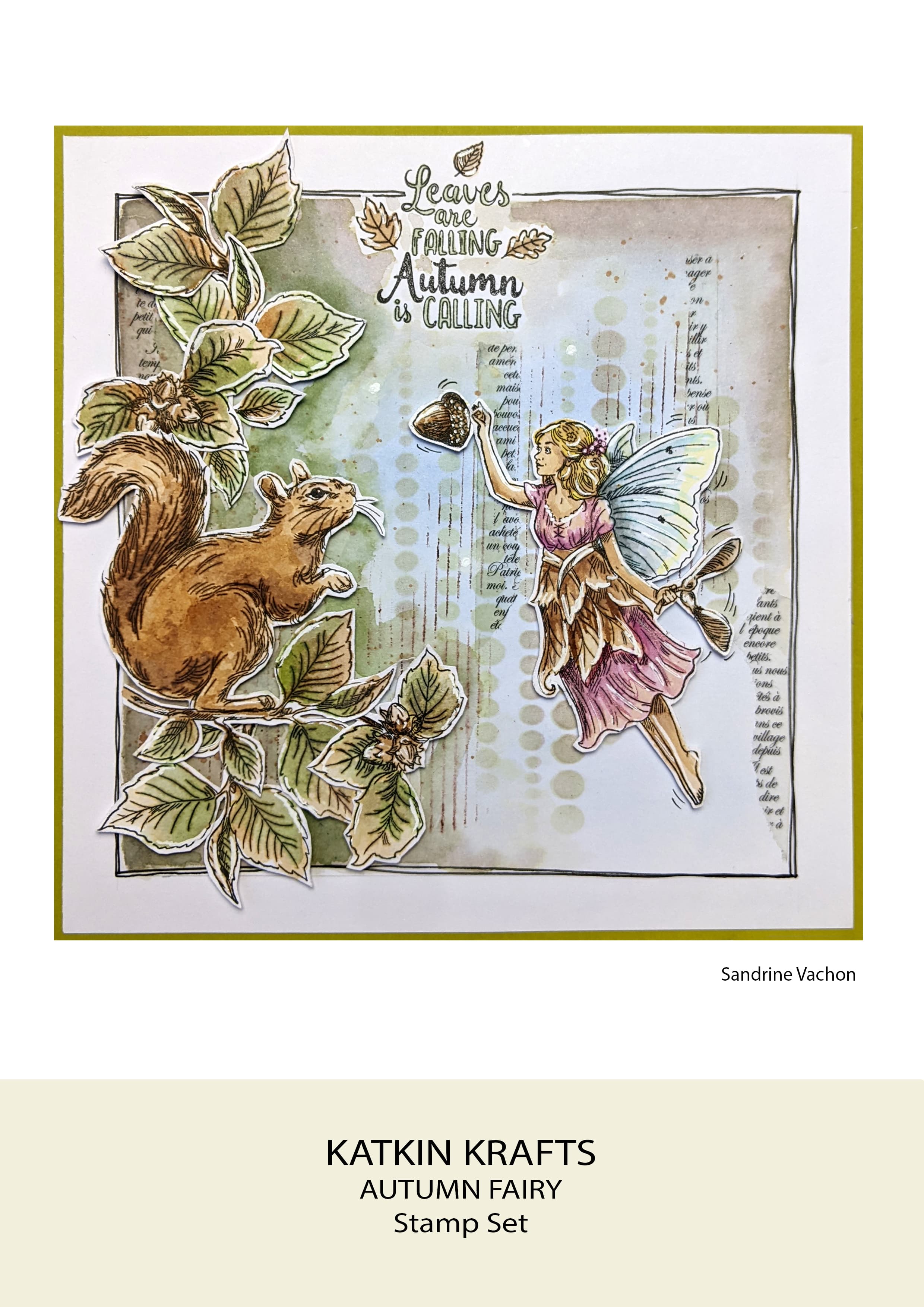 Katkin Krafts Autumn Fairy 6 in x 8 in Clear Stamp Set