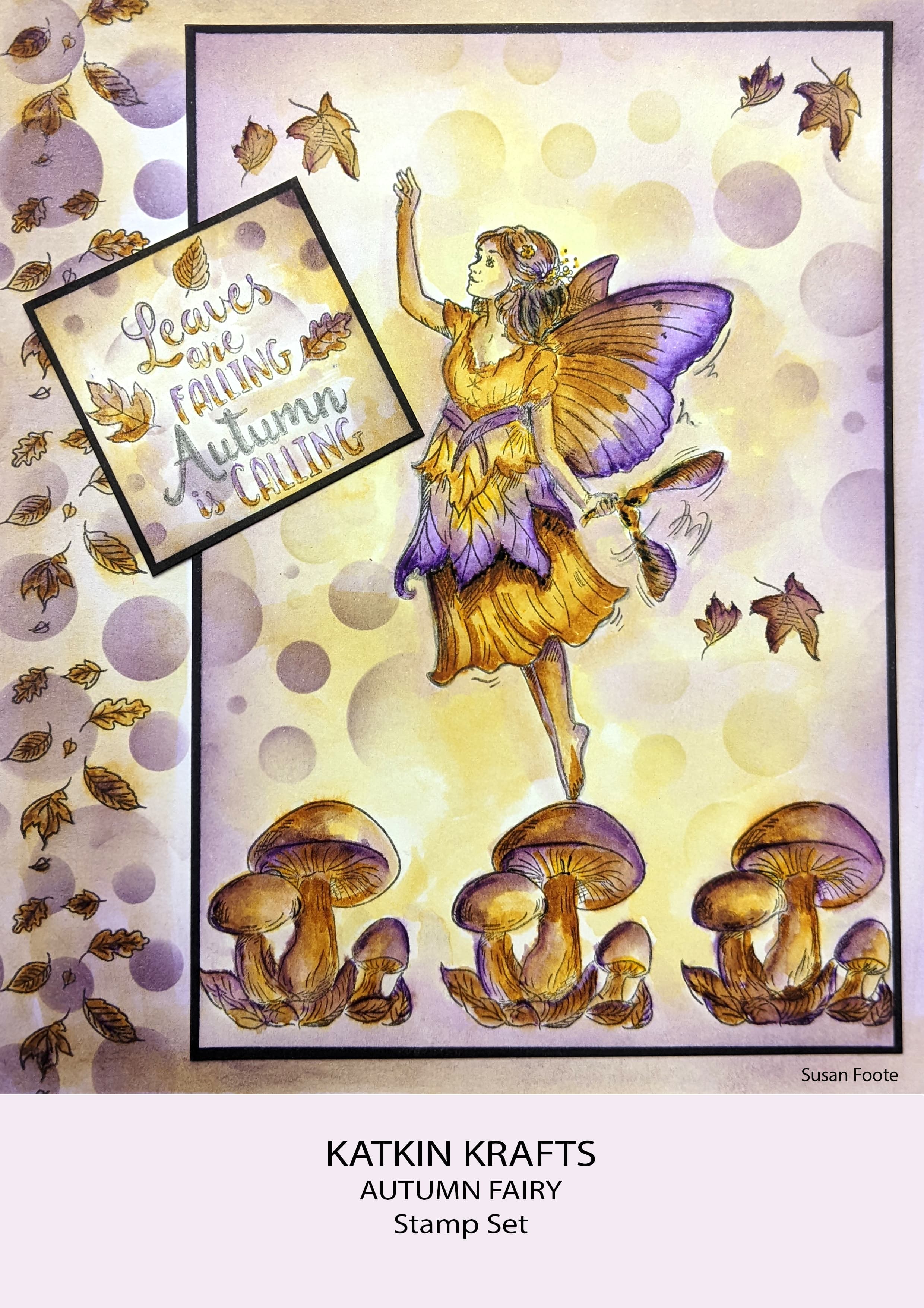 Katkin Krafts Autumn Fairy 6 in x 8 in Clear Stamp Set