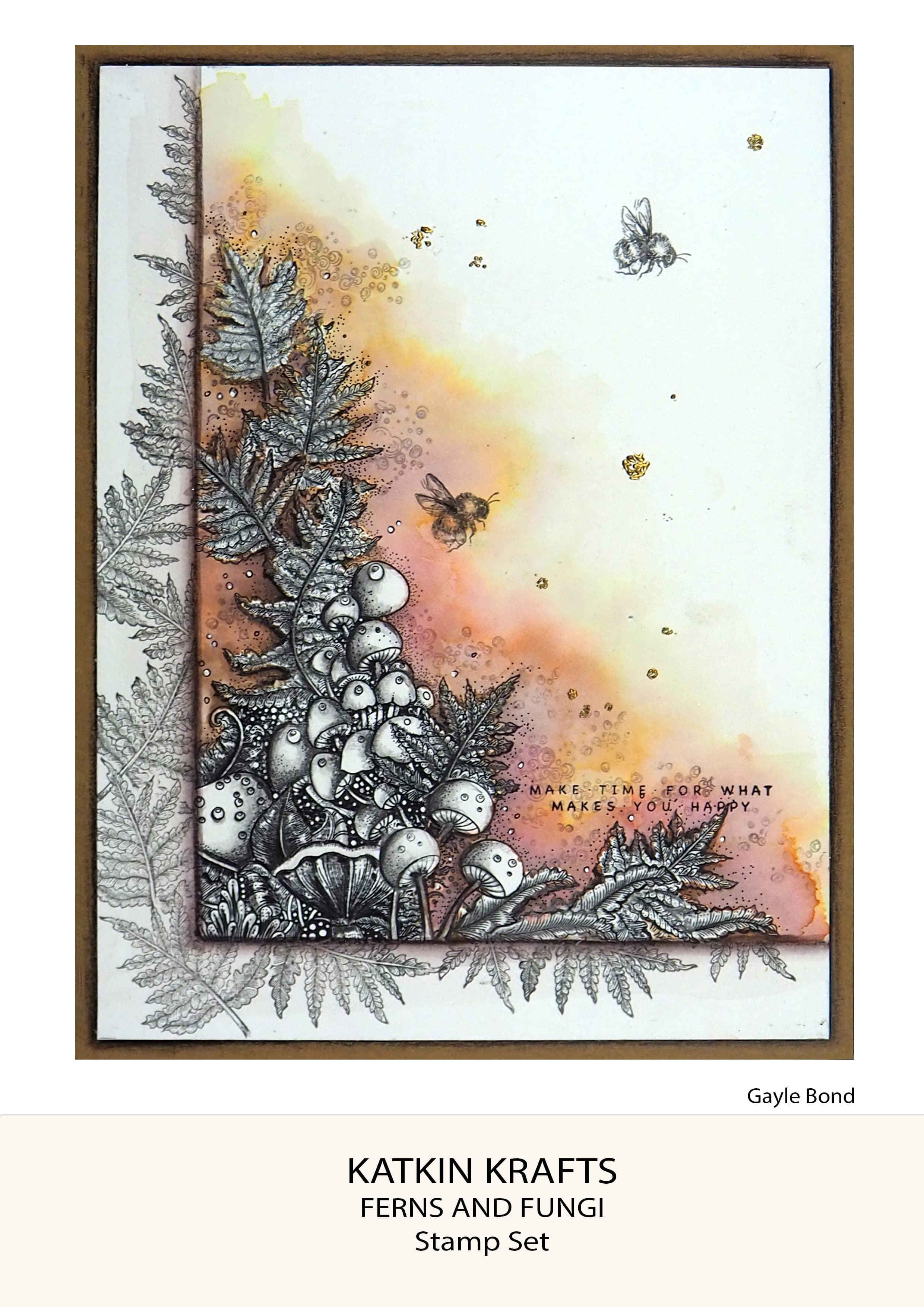 Katkin Krafts Ferns and Fungi 6 in x 8 in Clear Stamp Set