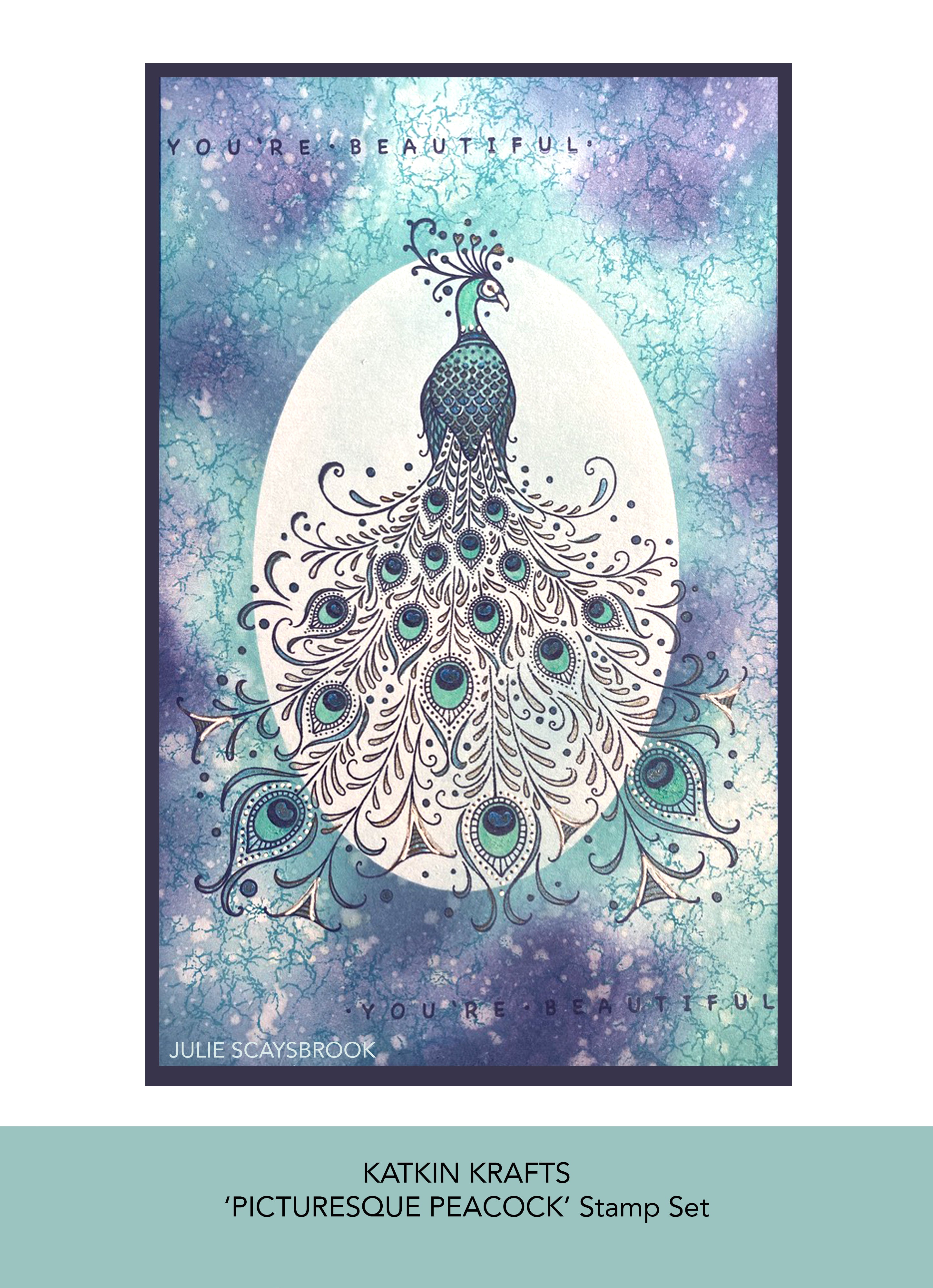 Katkin Krafts Picturesque Peacock 6 in x 8 in Clear Stamp Set