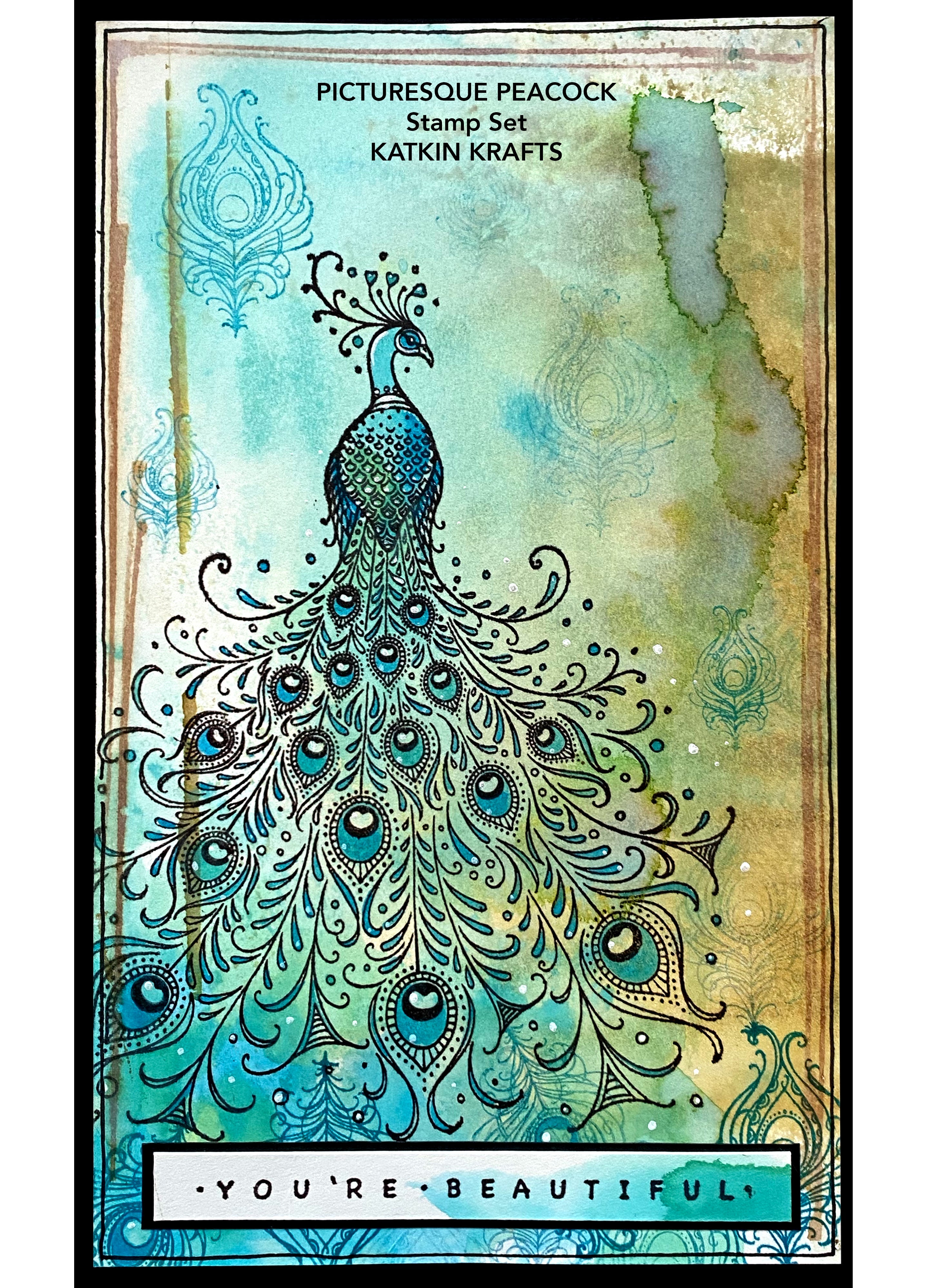 Katkin Krafts Picturesque Peacock 6 in x 8 in Clear Stamp Set