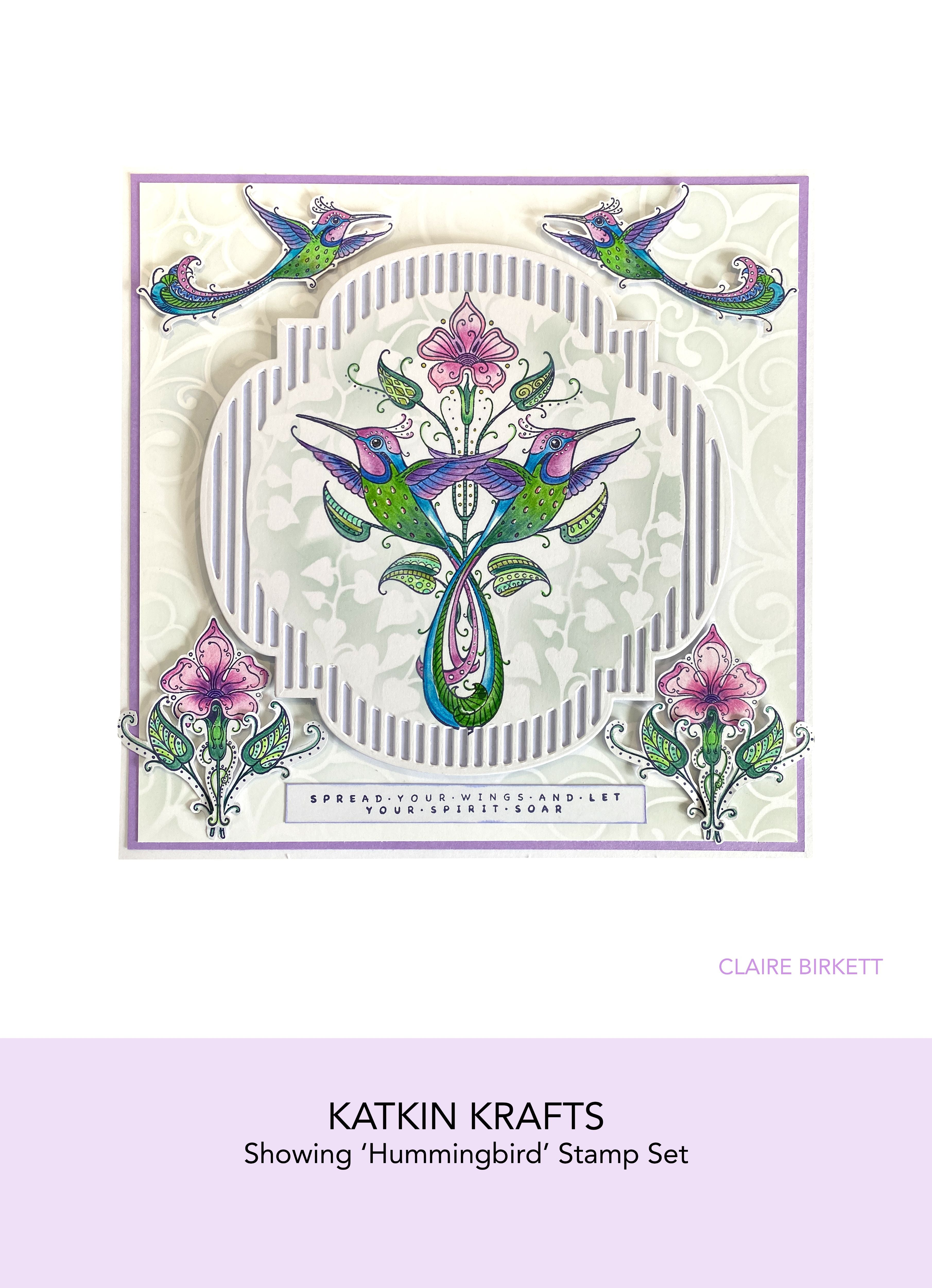 Katkin Krafts Hummingbird 6 in x 8 in Clear Stamp Set