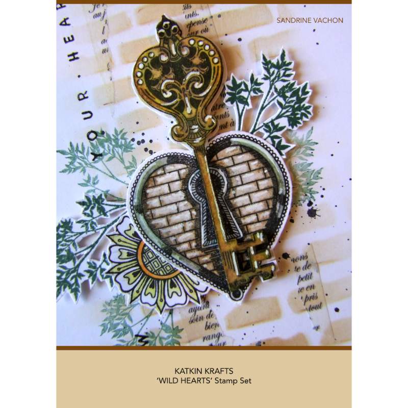 Katkin Krafts Wild Hearts 6 in x 8 in Clear Stamp Set