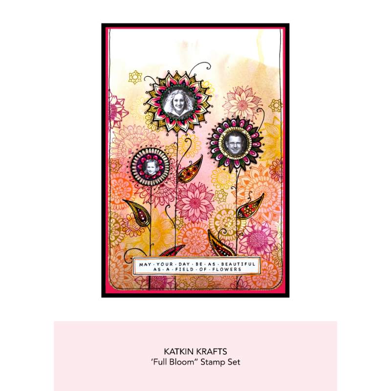 Katkin Krafts Full Bloom 6 in x 8 in Clear Stamp Set