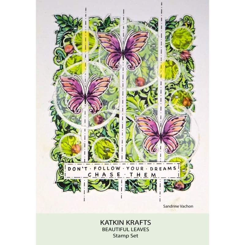 Katkin Krafts Beautiful Leaves 6 in x 8 in Clear Stamp Set