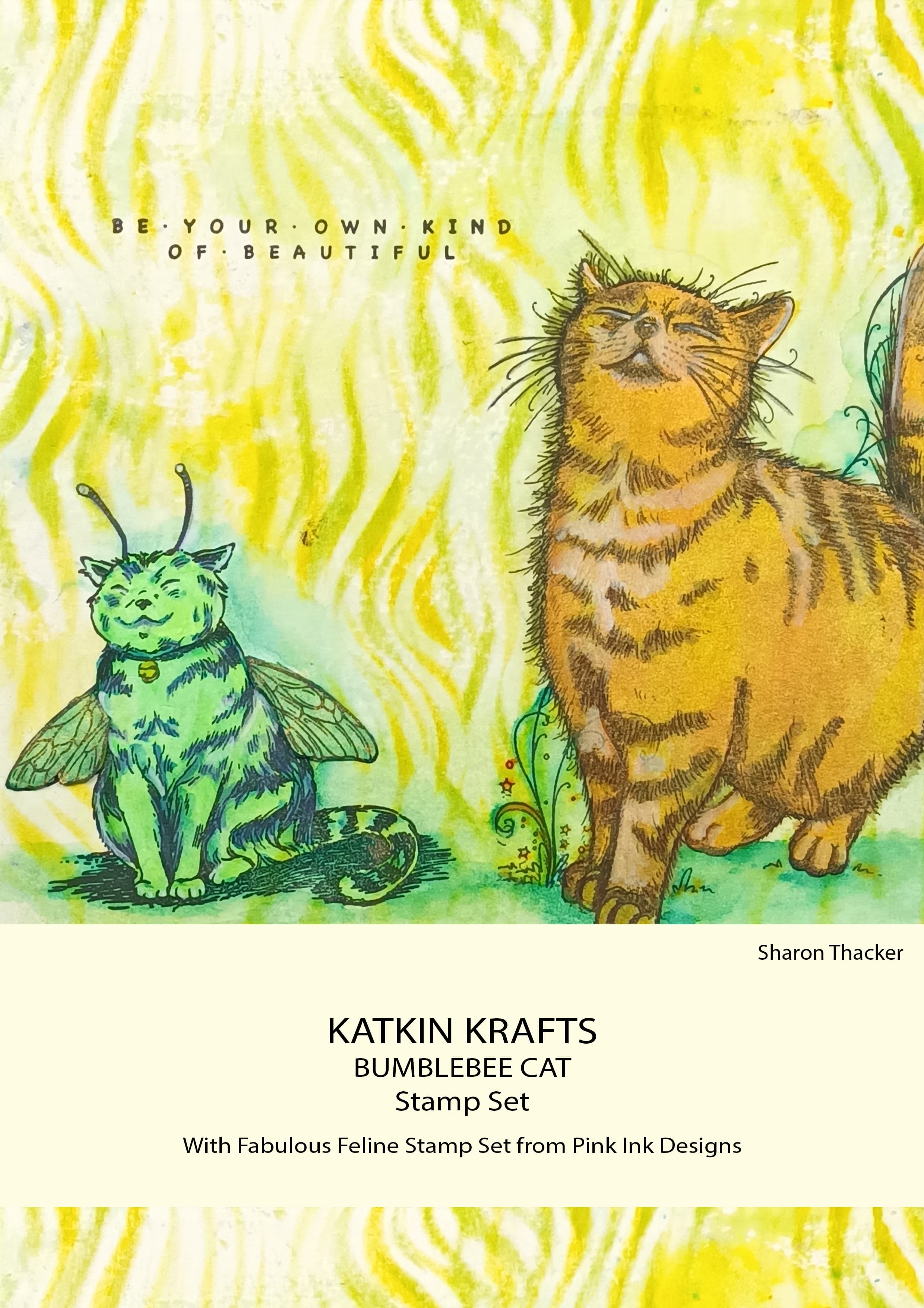 Katkin Krafts Bumblebee Cat 6 in x 8 in Clear Stamp Set